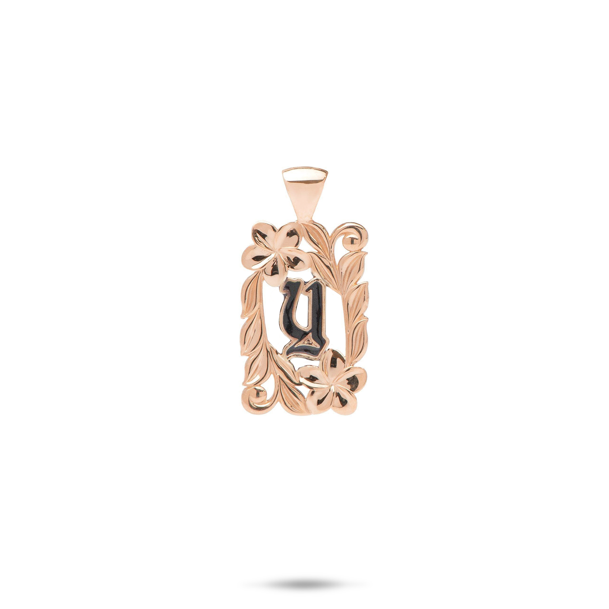 Special Order Hawaiian Heirloom Plumeria Initial Pendant in Gold - 17mm
