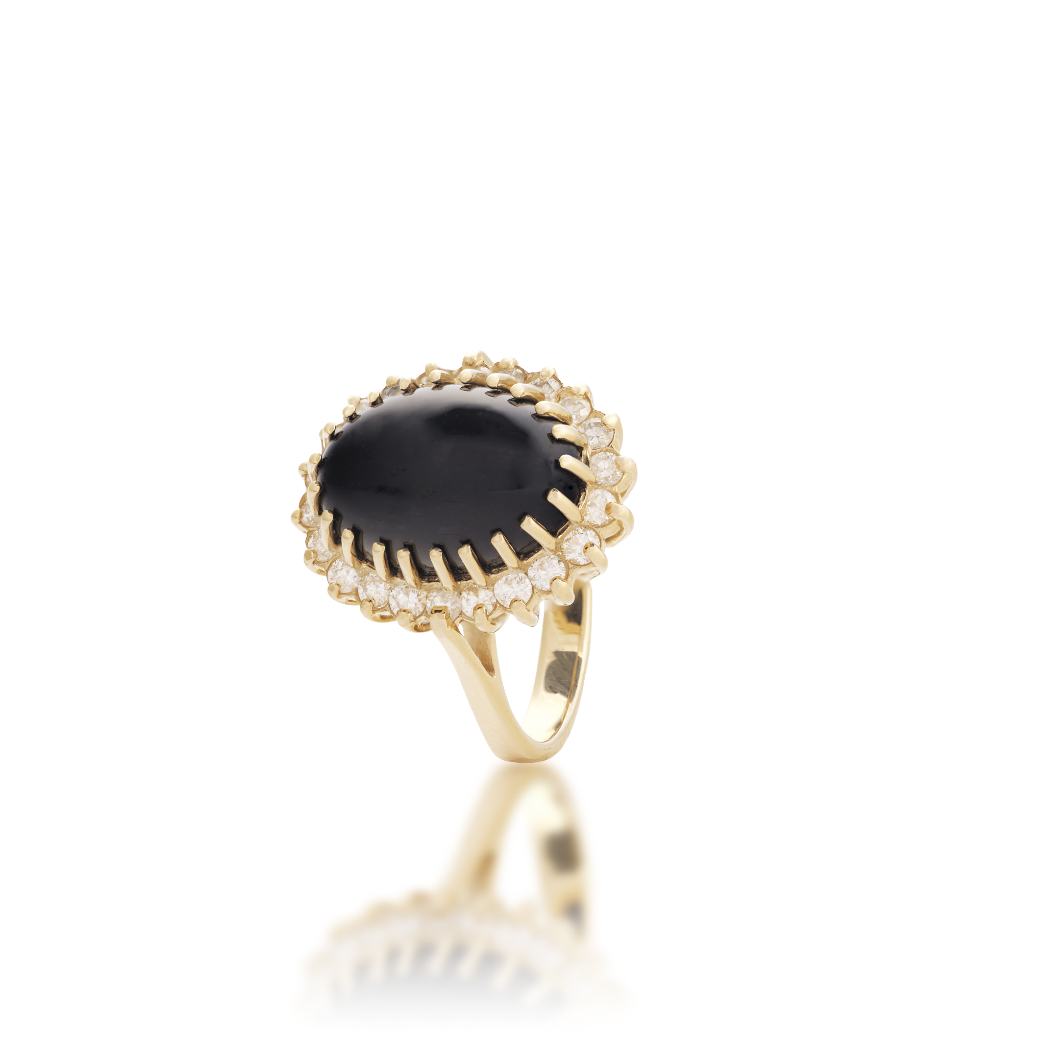 Princess Ka'iulani Black Coral Ring in Gold mit Diamanten – 14 mm