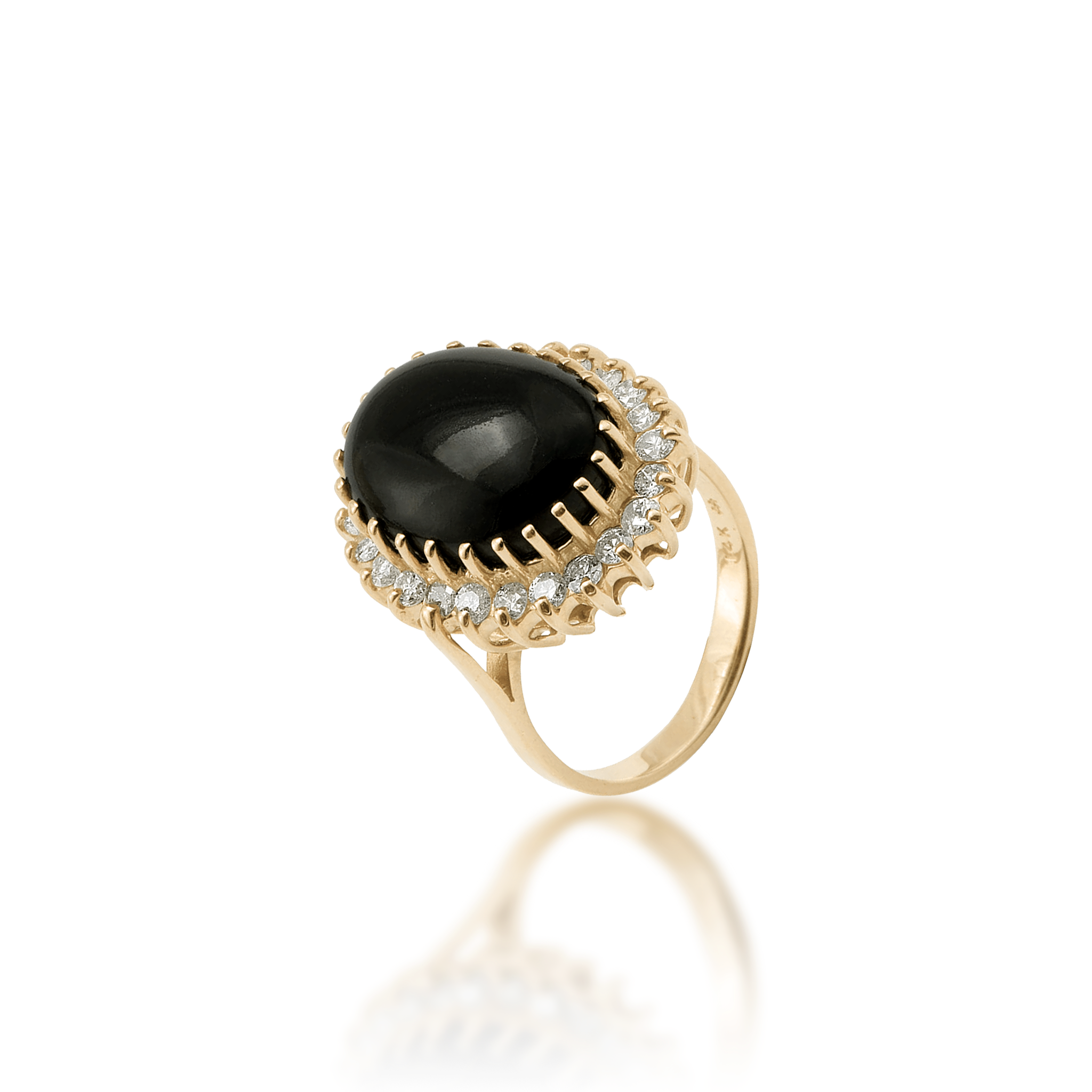 Princess Ka‘iulani Black Coral Ring in Gold with Diamonds - 16mm