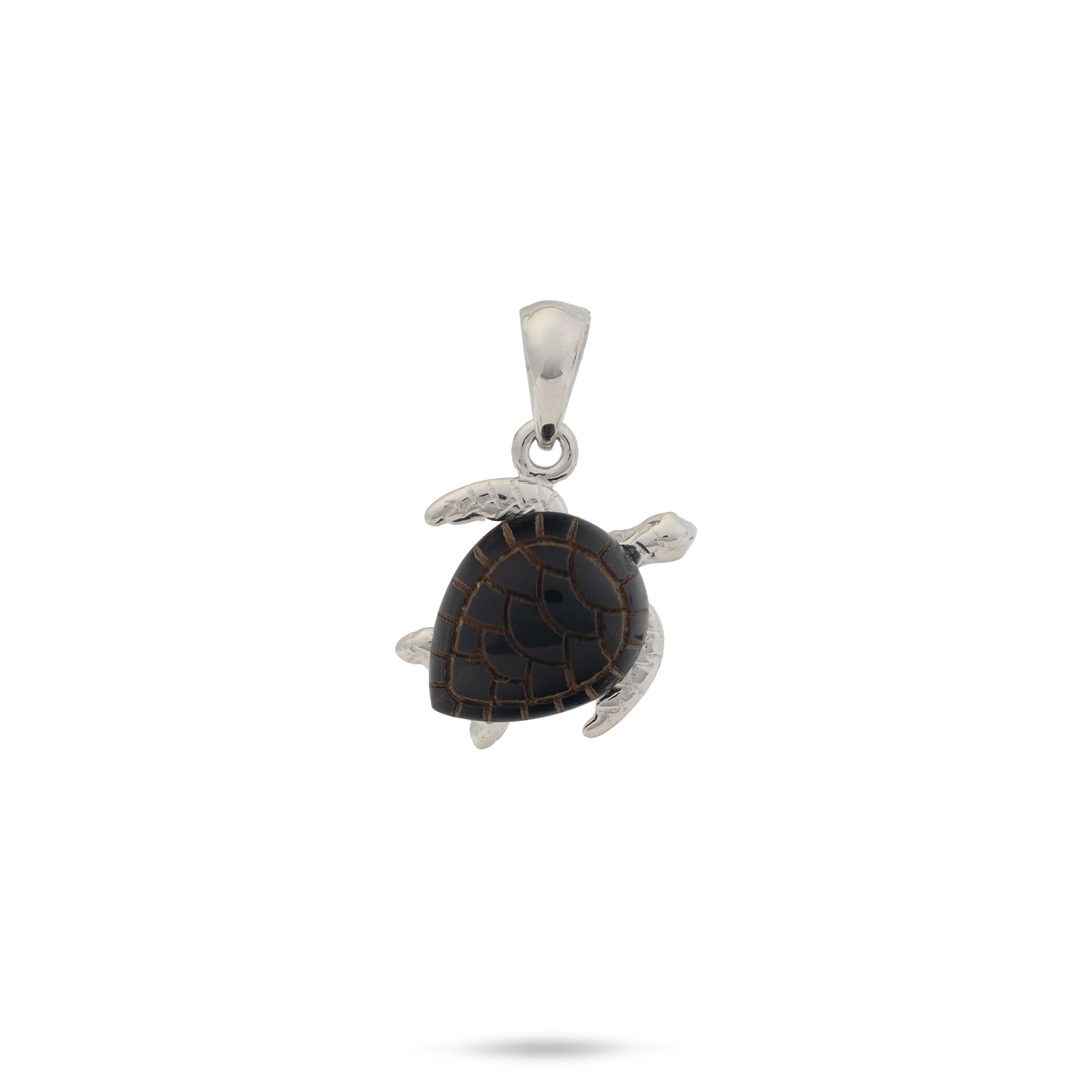 Honu Black Coral Anhänger aus Weißgold – 13 mm