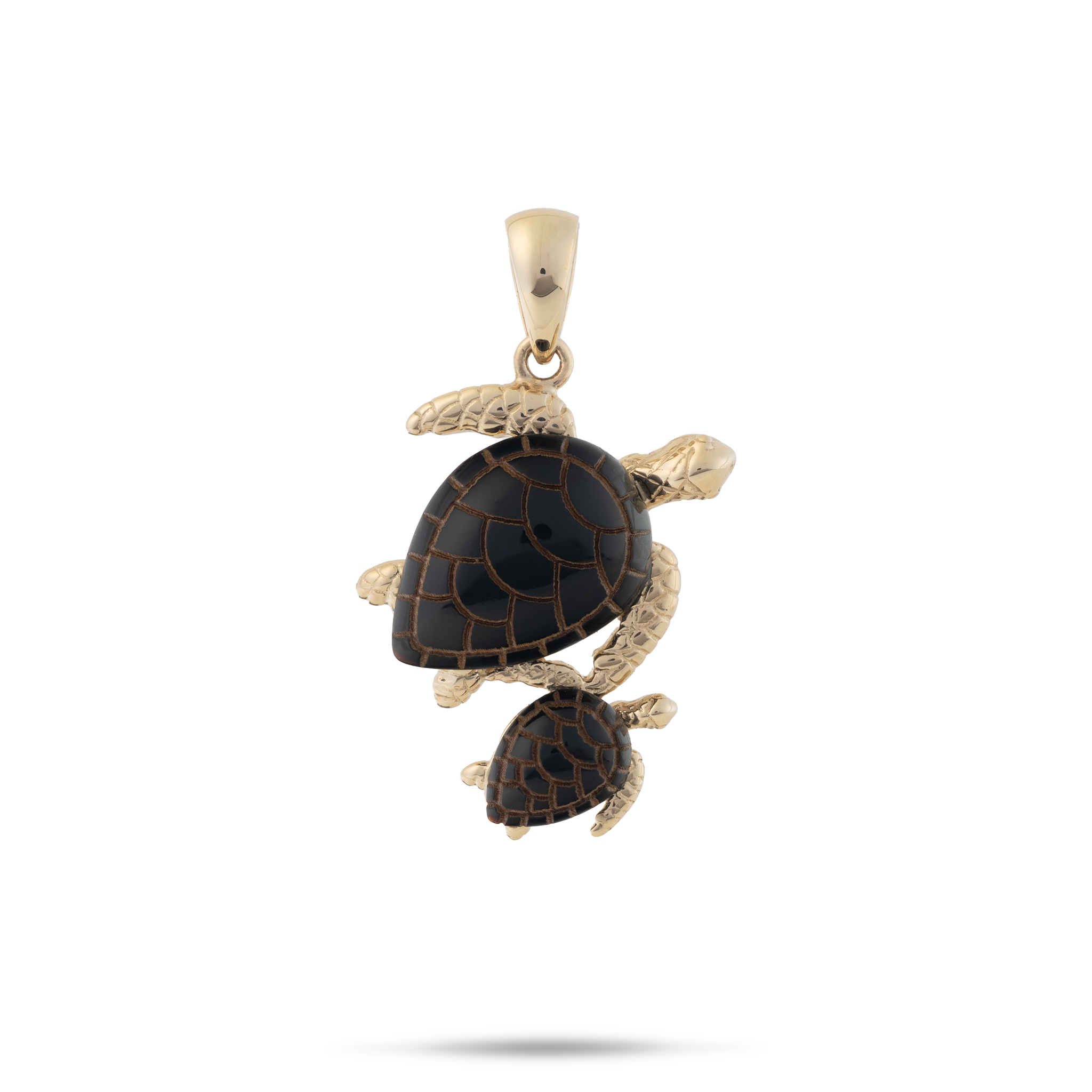 Honu Black Coral Pendant in Gold - 24mm