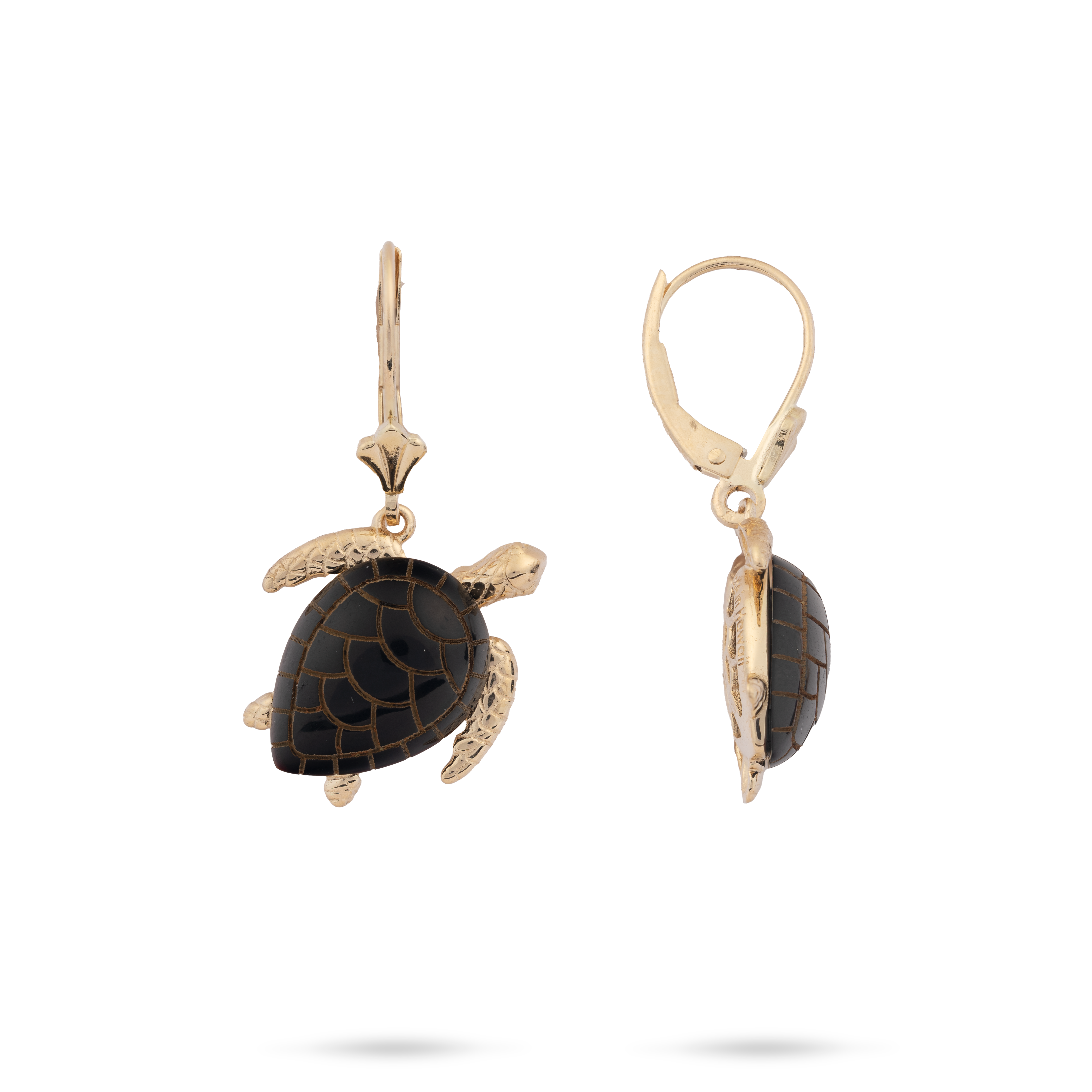 Honu Black Coral Earrings in Gold - 18mm
