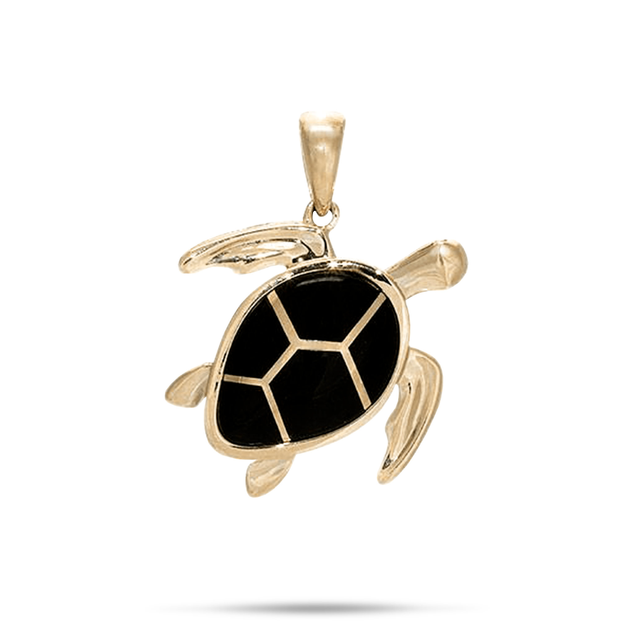 Honu Black Coral Pendant in Gold - 22mm
