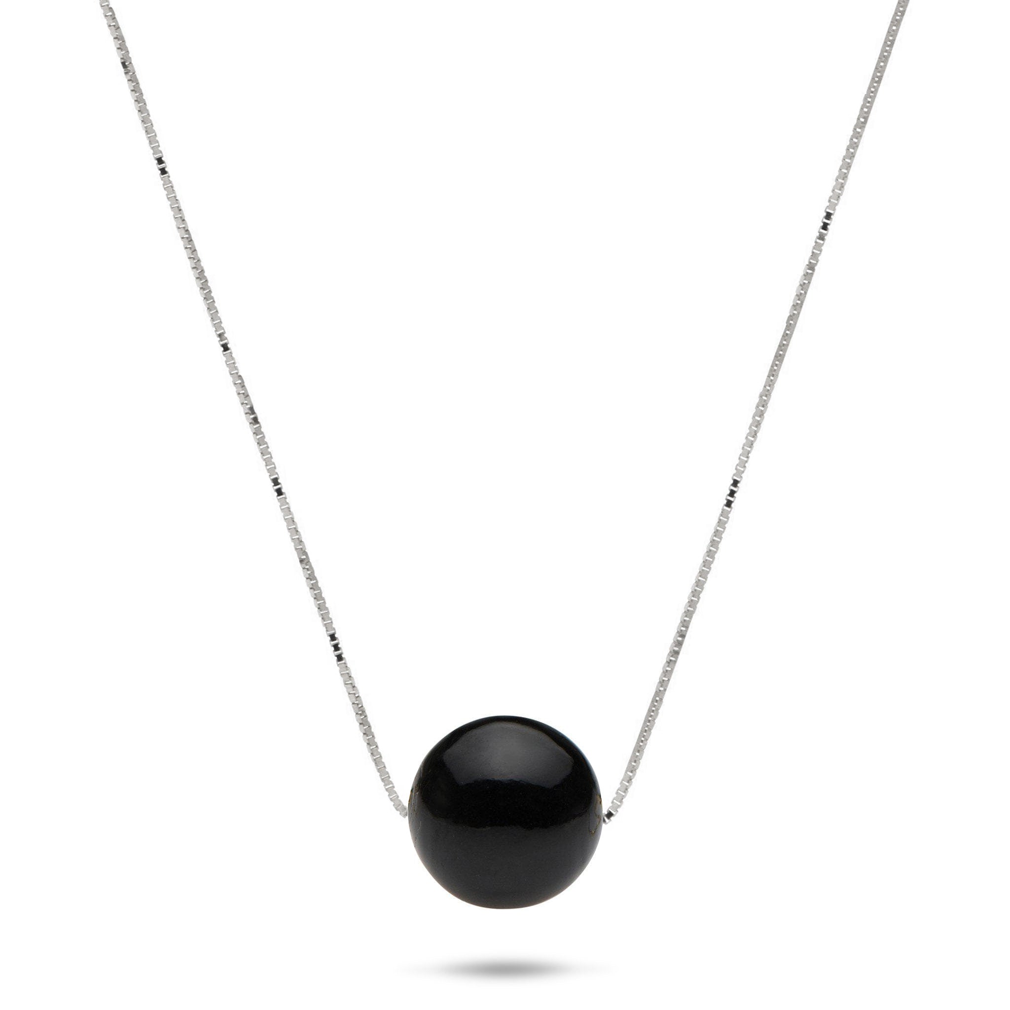18" Black Coral Slider Necklace in White Gold on white background