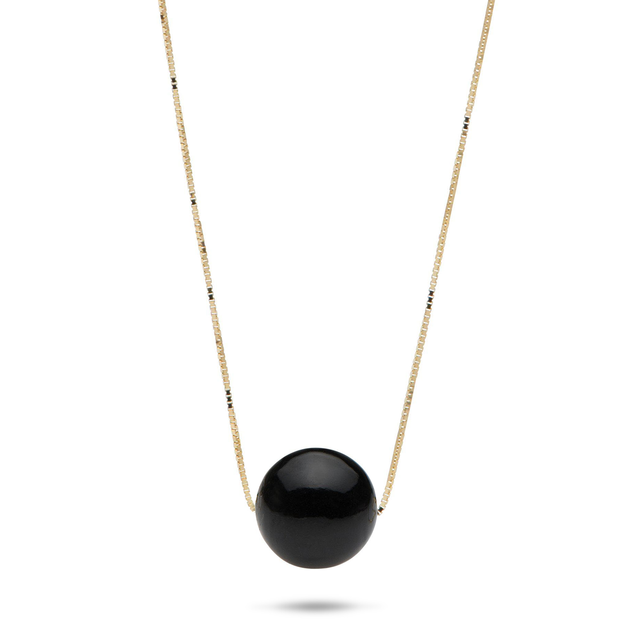 18" Schwarze Koralle Schieberkette in Gold