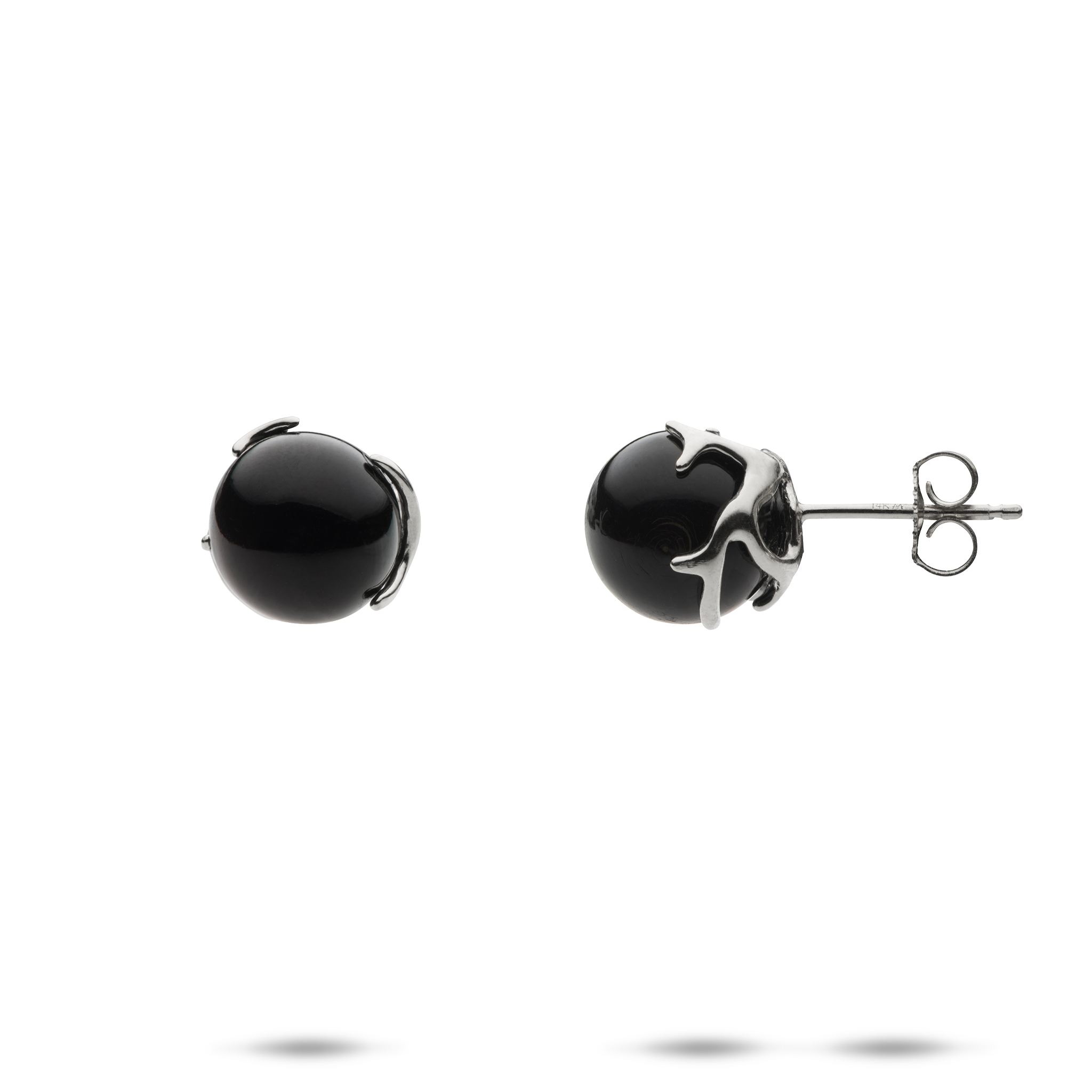Heritage Black Coral Earrings in White Gold