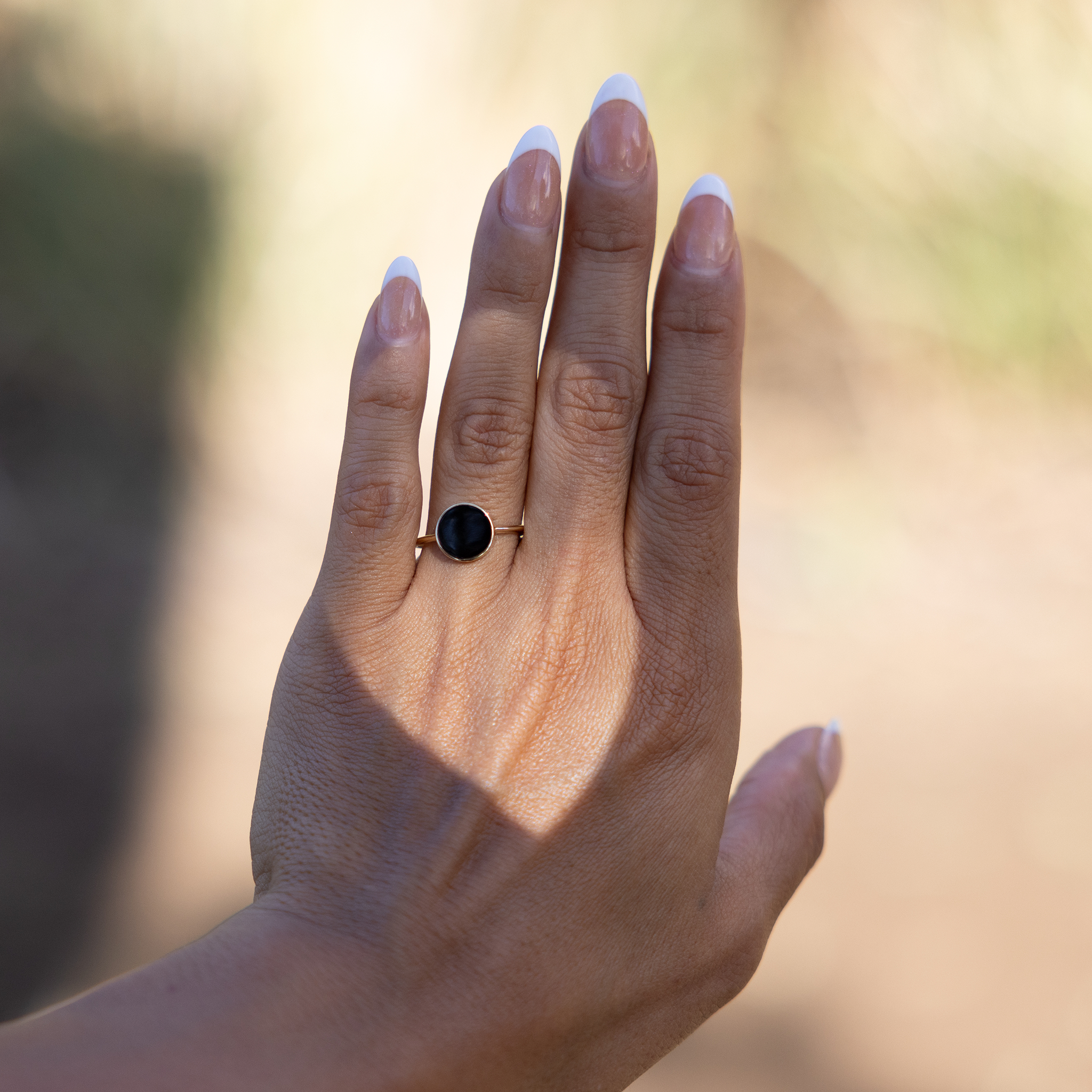 Eclipse Black Coral Ring in Gold - 9mm