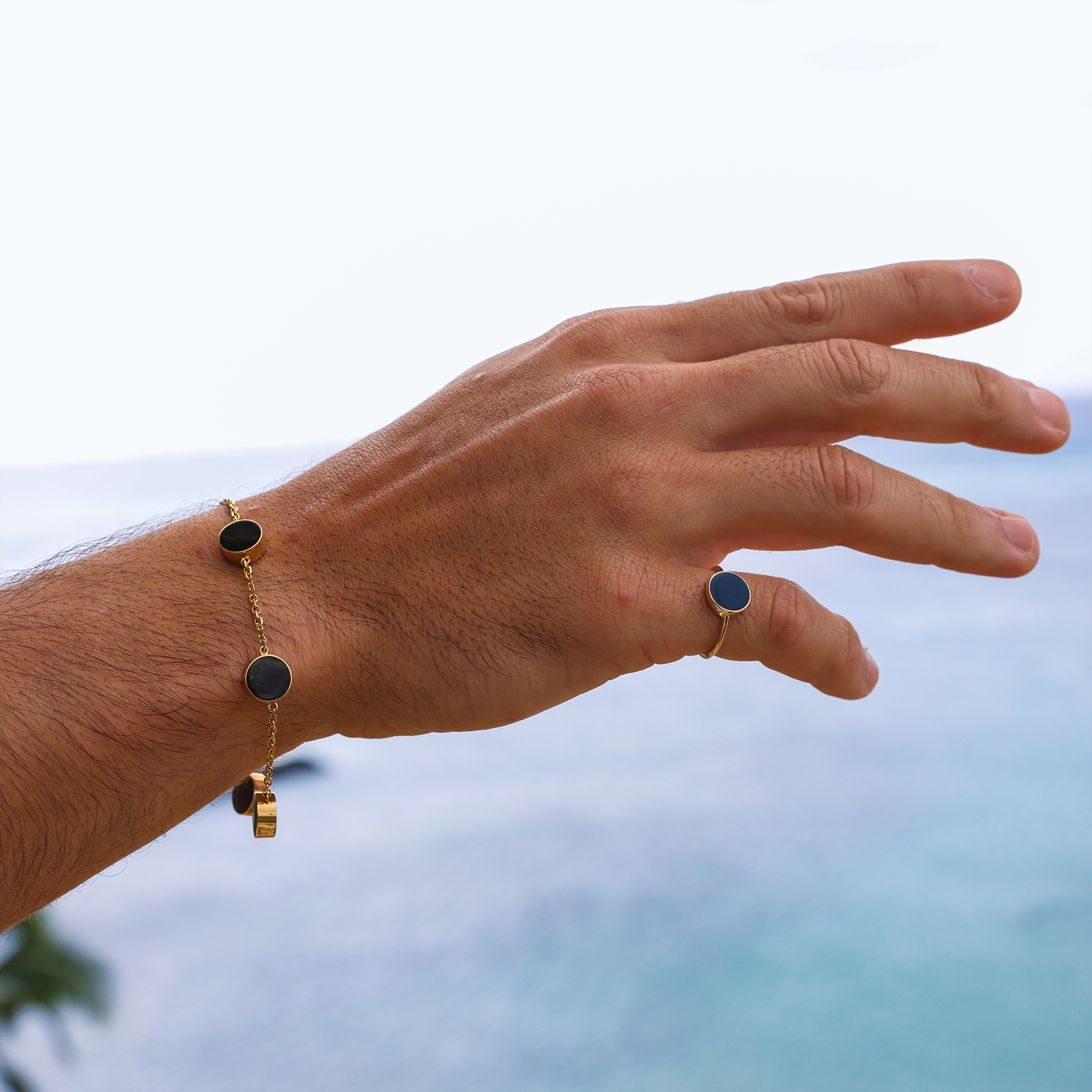 Eclipse Black Coral Ring in Gold - 9mm