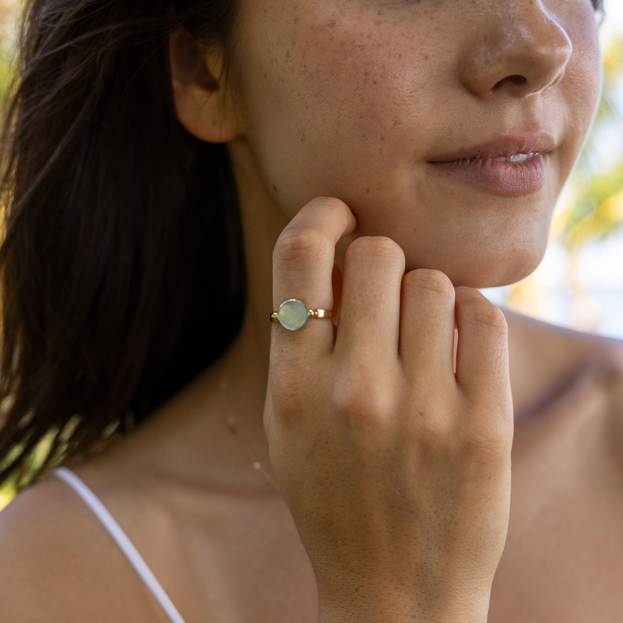Eclipse Flipside Black Coral & Mother of Pearl Ring in Gold - 10mm