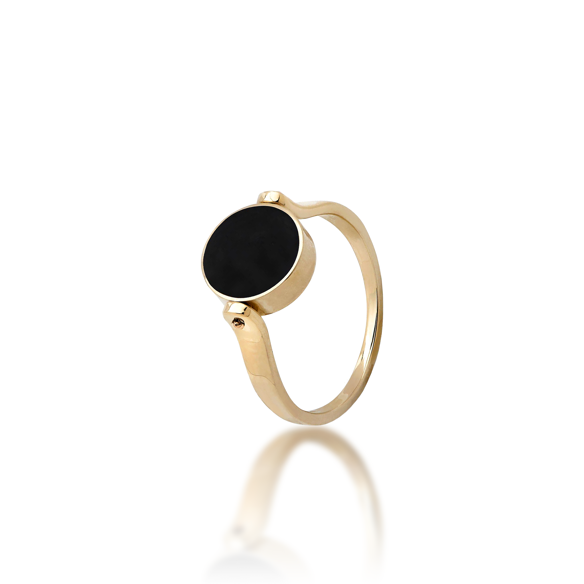 Eclipse Flipside Black Coral & Mother of Pearl Ring in Gold - 10mm
