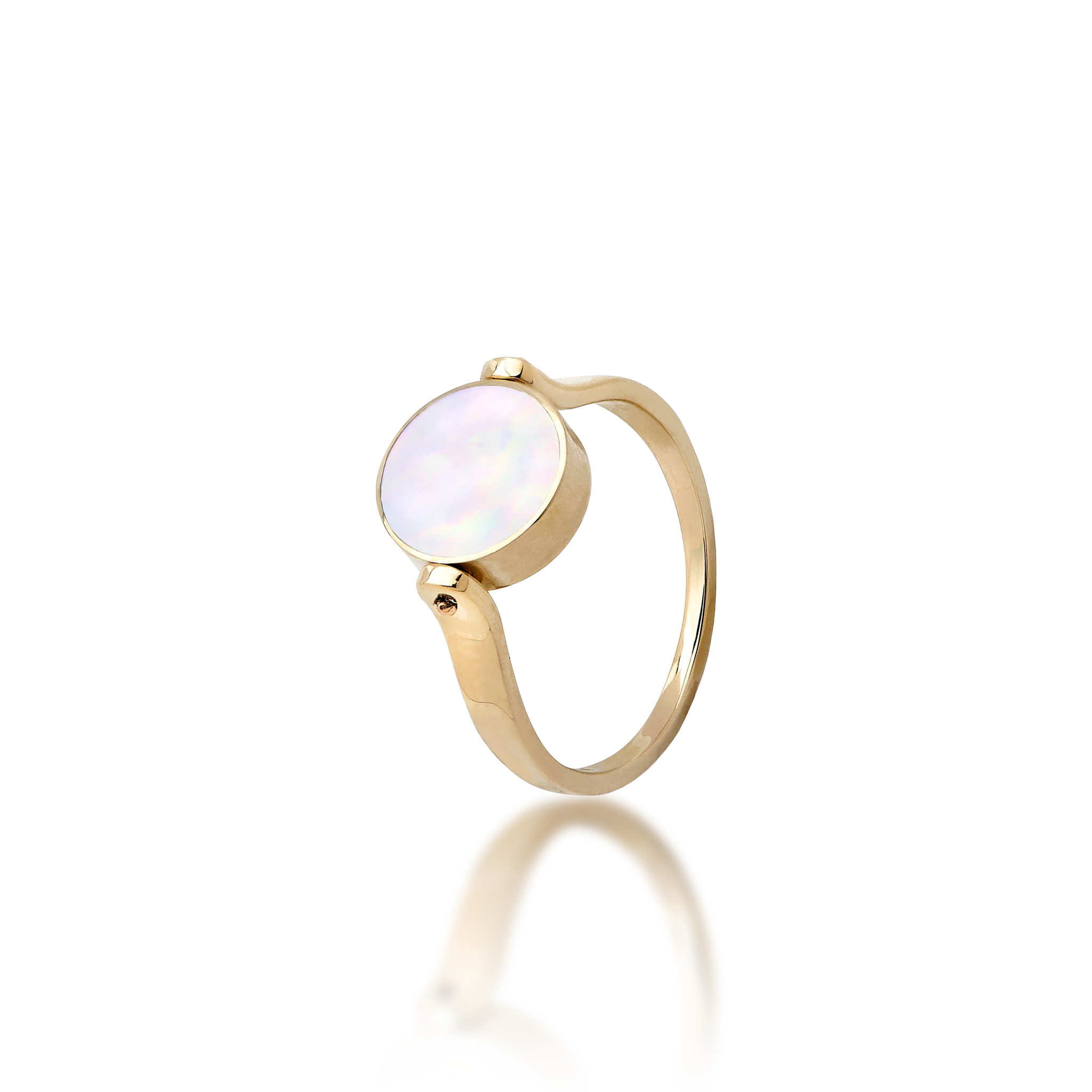 Eclipse Flipside Black Coral & Mother of Pearl Ring in Gold - 10mm