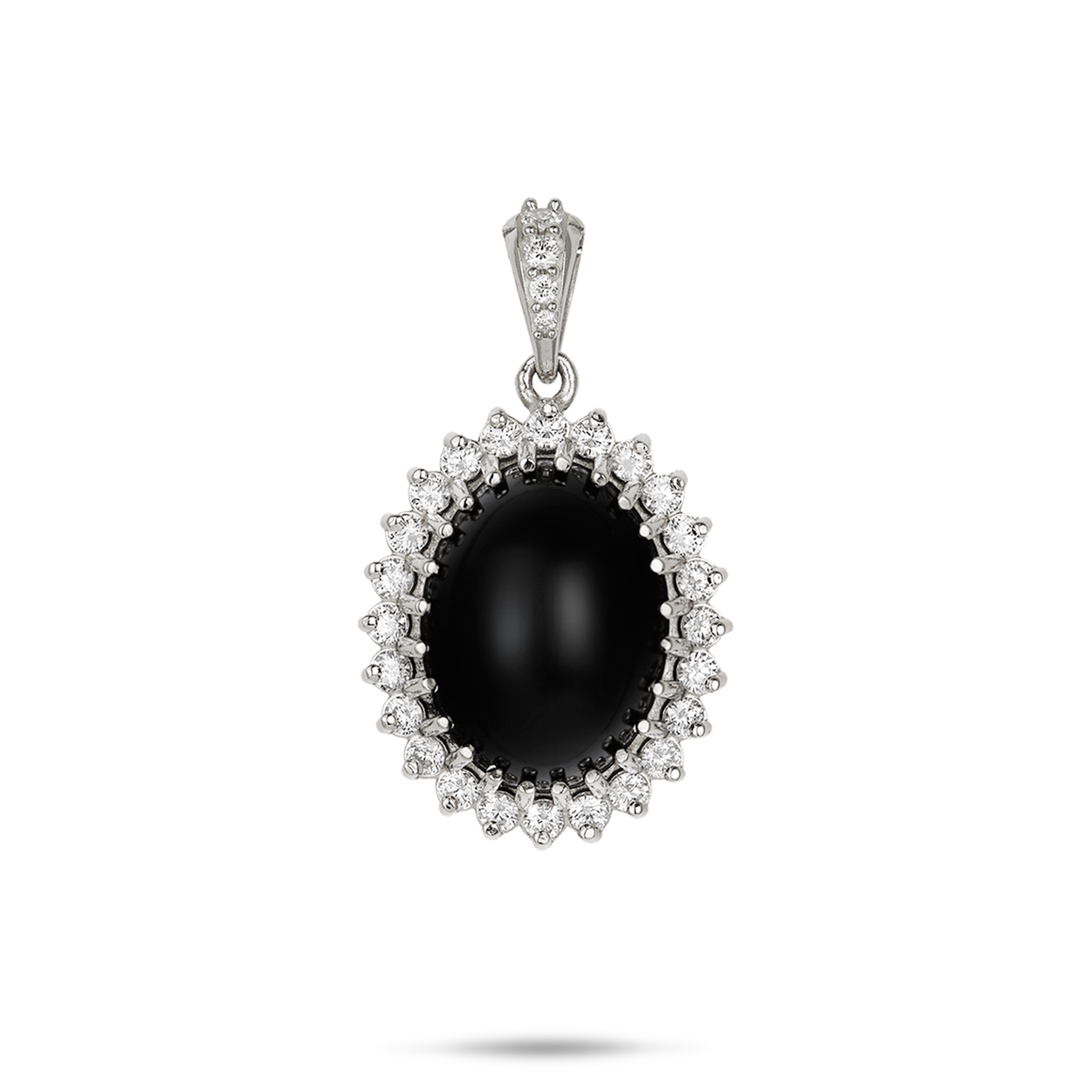 Princess Ka‘iulani Black Coral Pendant in White Gold with Diamonds - 16mm