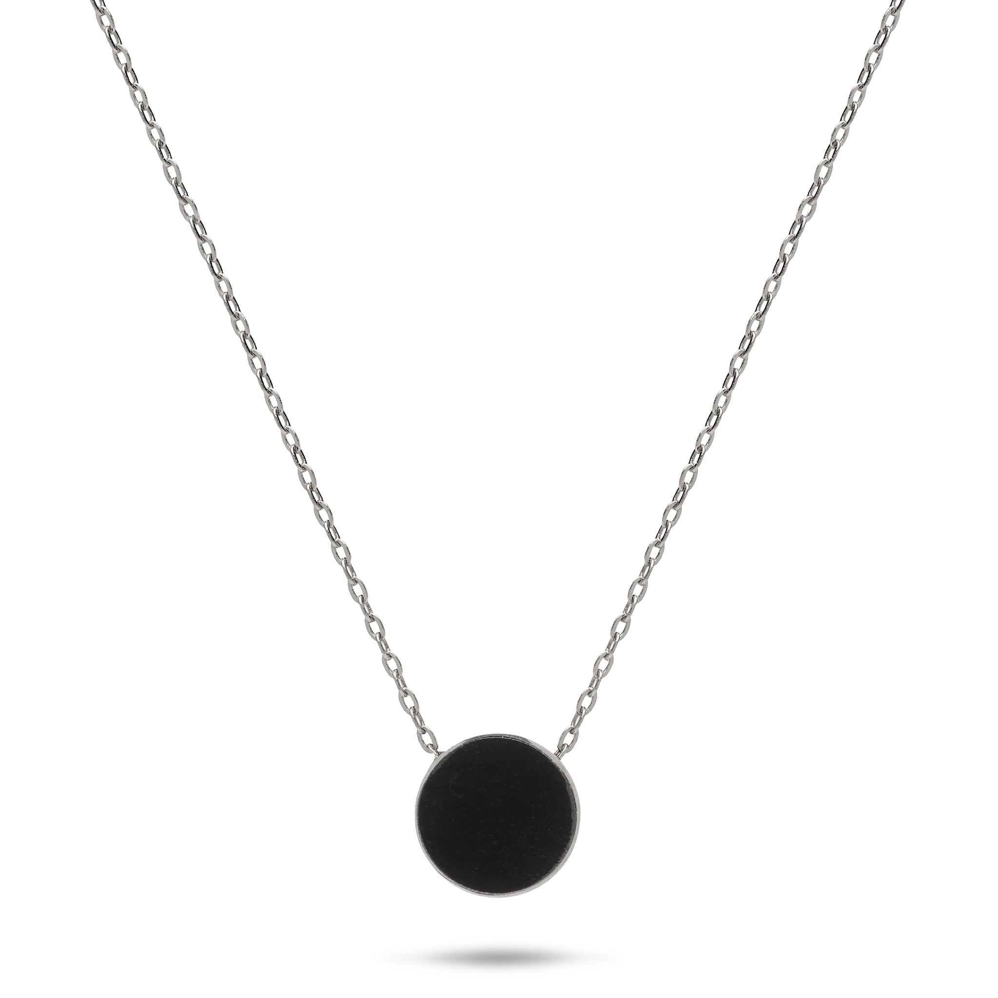 16-18" Adjustable Eclipse Flipside Black Coral & Mother of Pearl Necklace in White Gold - 9mm