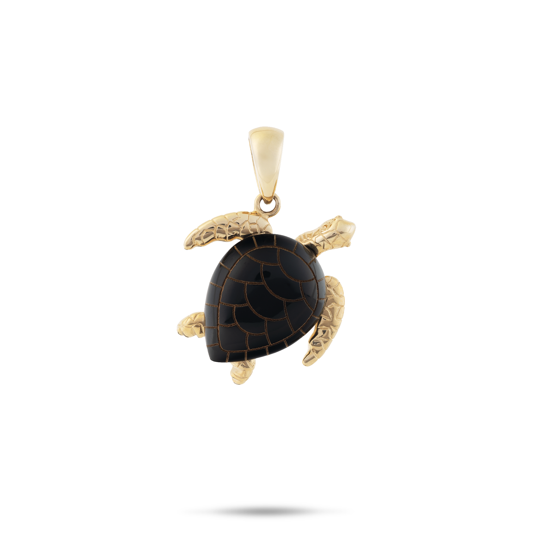 Honu Schwarze Koralle Anhänger in Gold - 19 mm