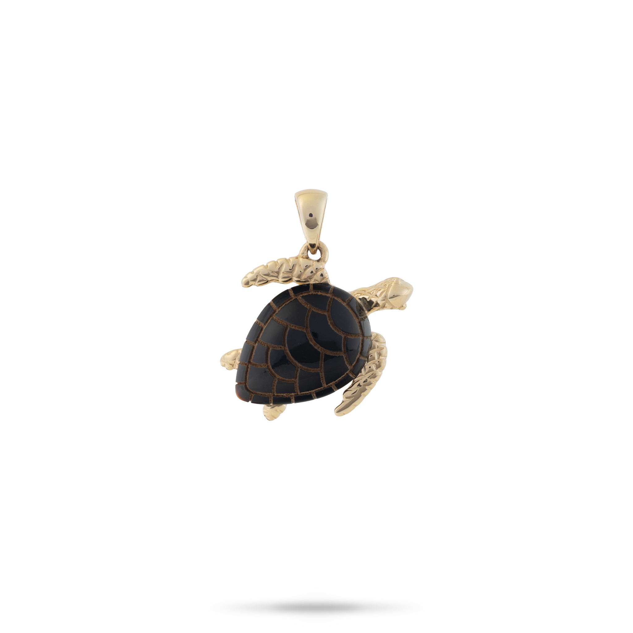 Honu Black Coral Pendant in Gold - 16mm