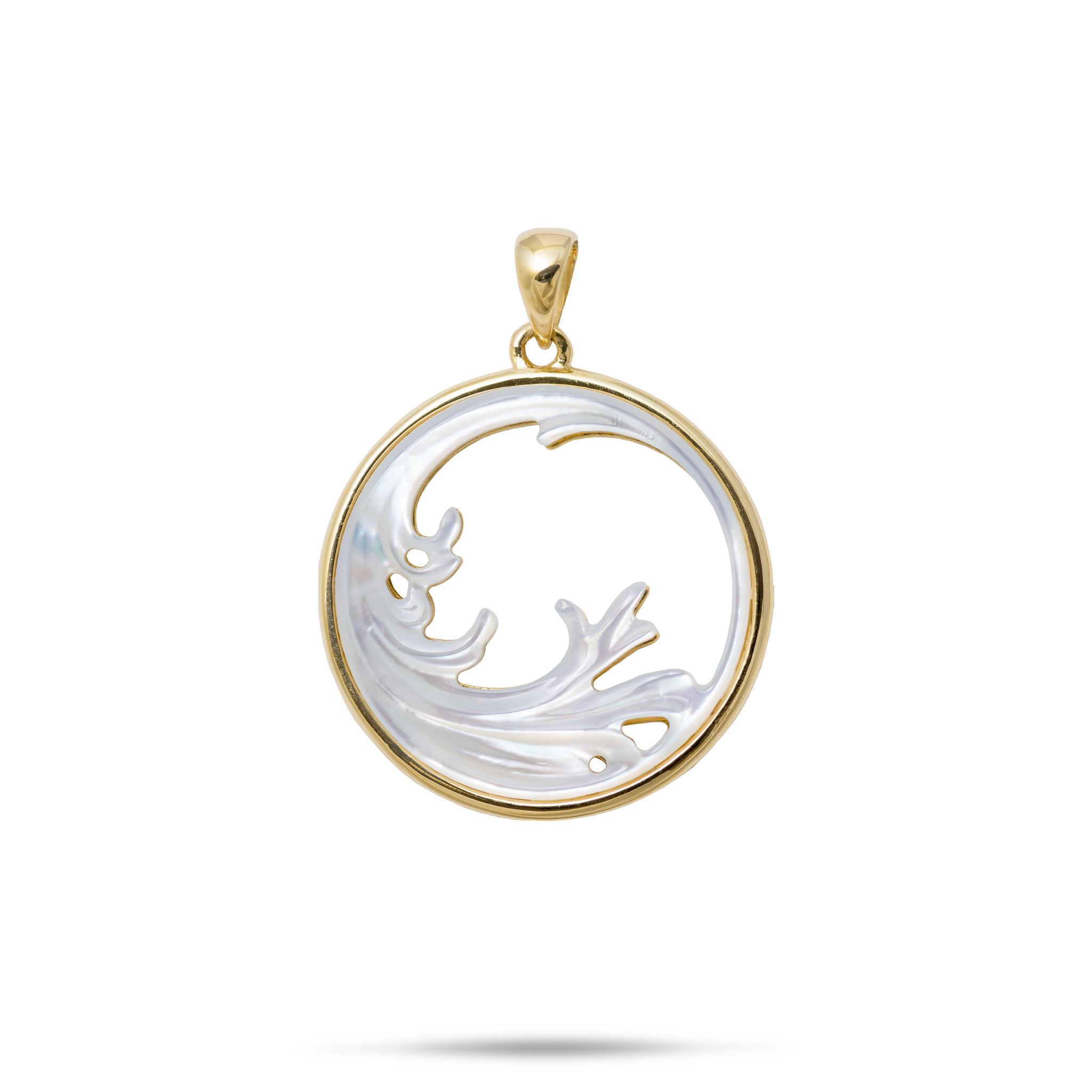 Nalu Splash Mother of Pearl Pendant in Gold - 22mm