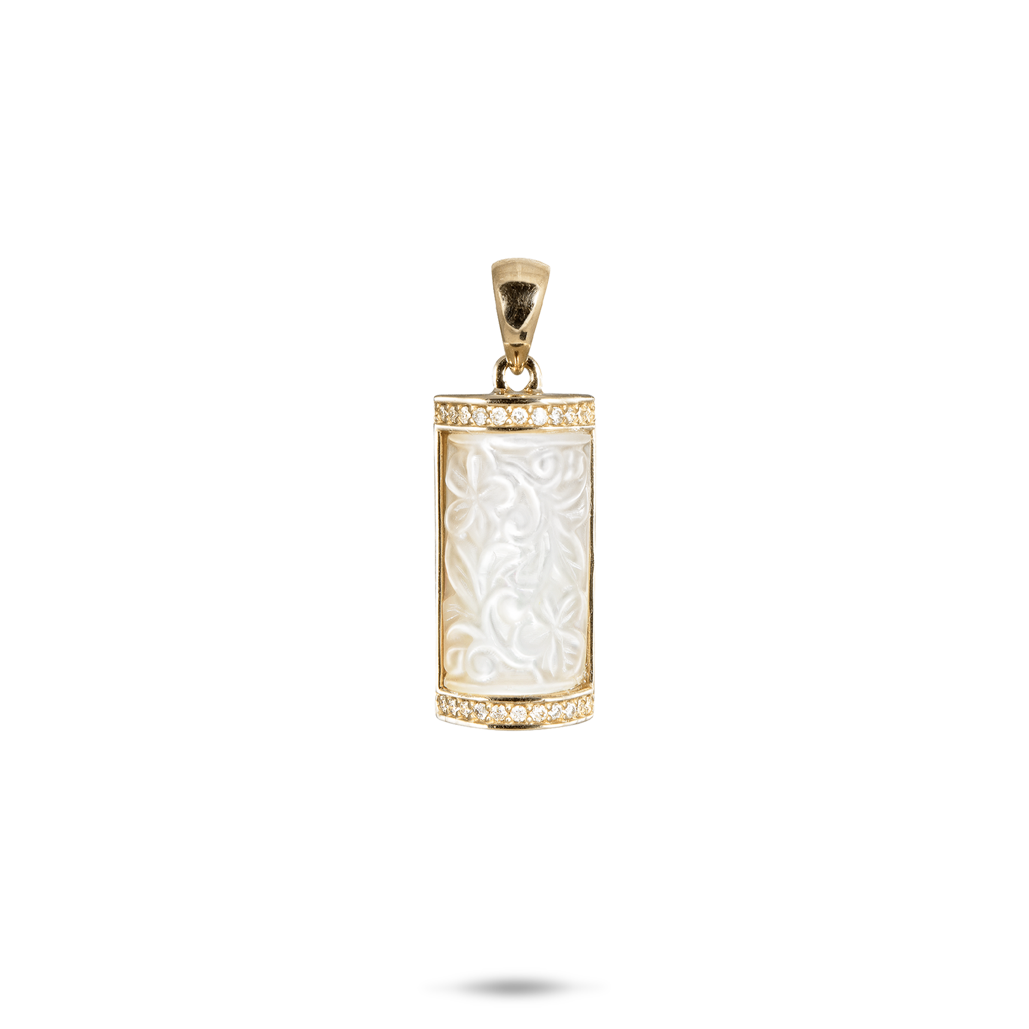 Hawaiian Heirloom Plumeria Mother of Pearl Pendant in Gold - 17mm