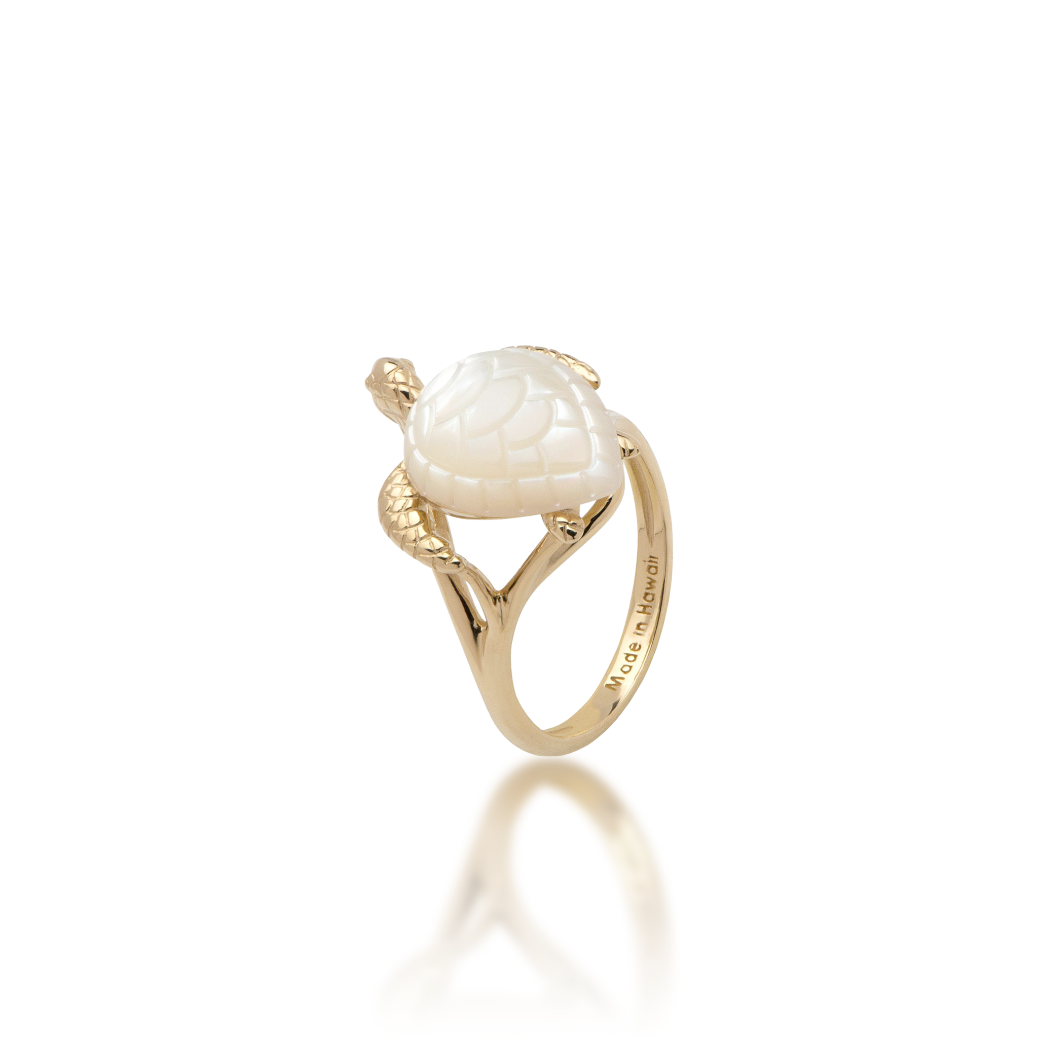 Honu Perlmuttring in Gold - 14 mm
