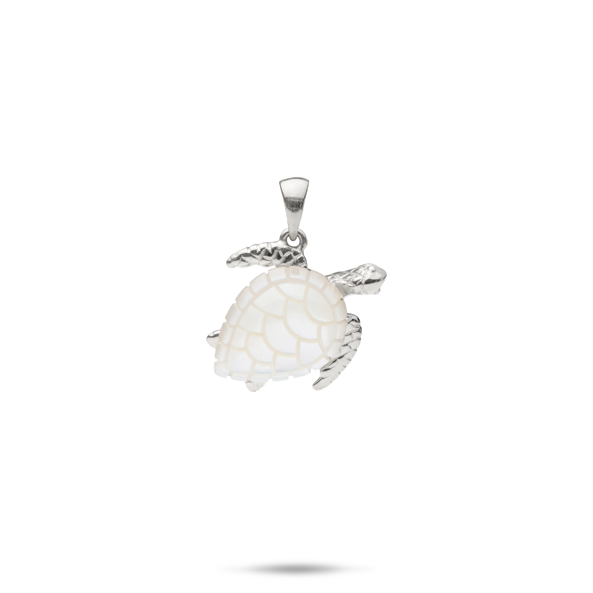 Honu Mother of Pearl Pendant in White Gold - 15mm