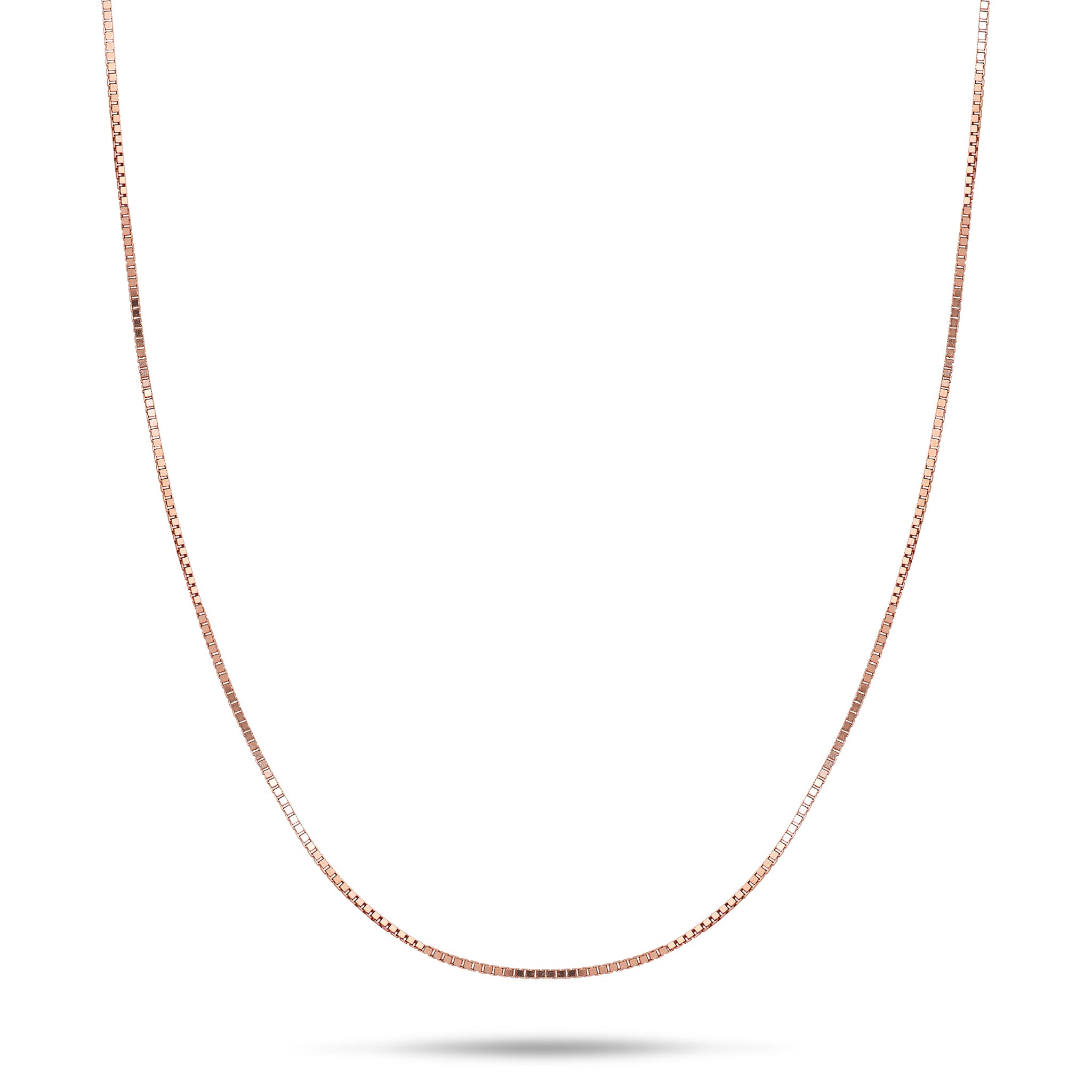 0.45mm Box Chain in 10k Rose Gold on white background