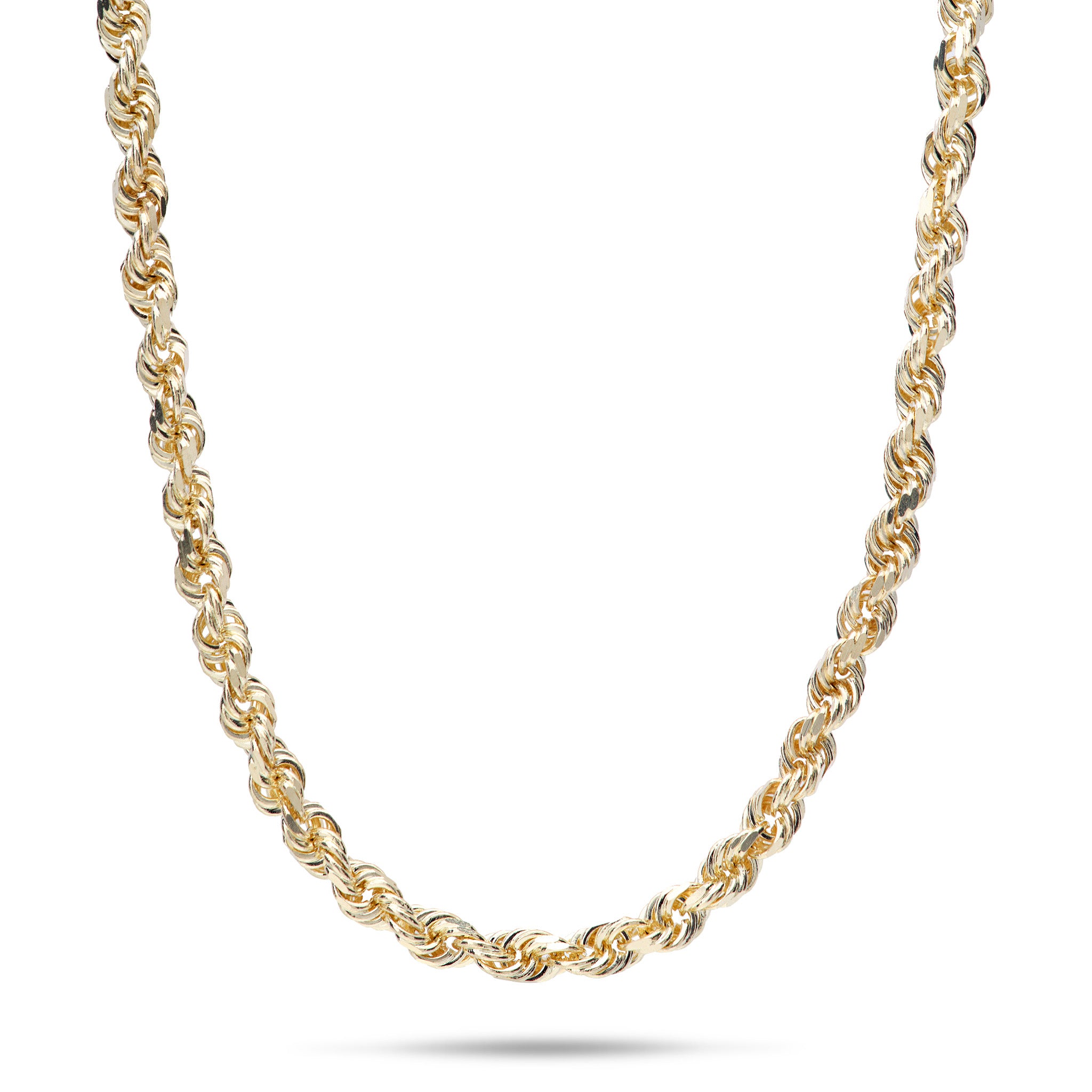 2.5mm Rope Chain in 14k Yellow Gold on white background
