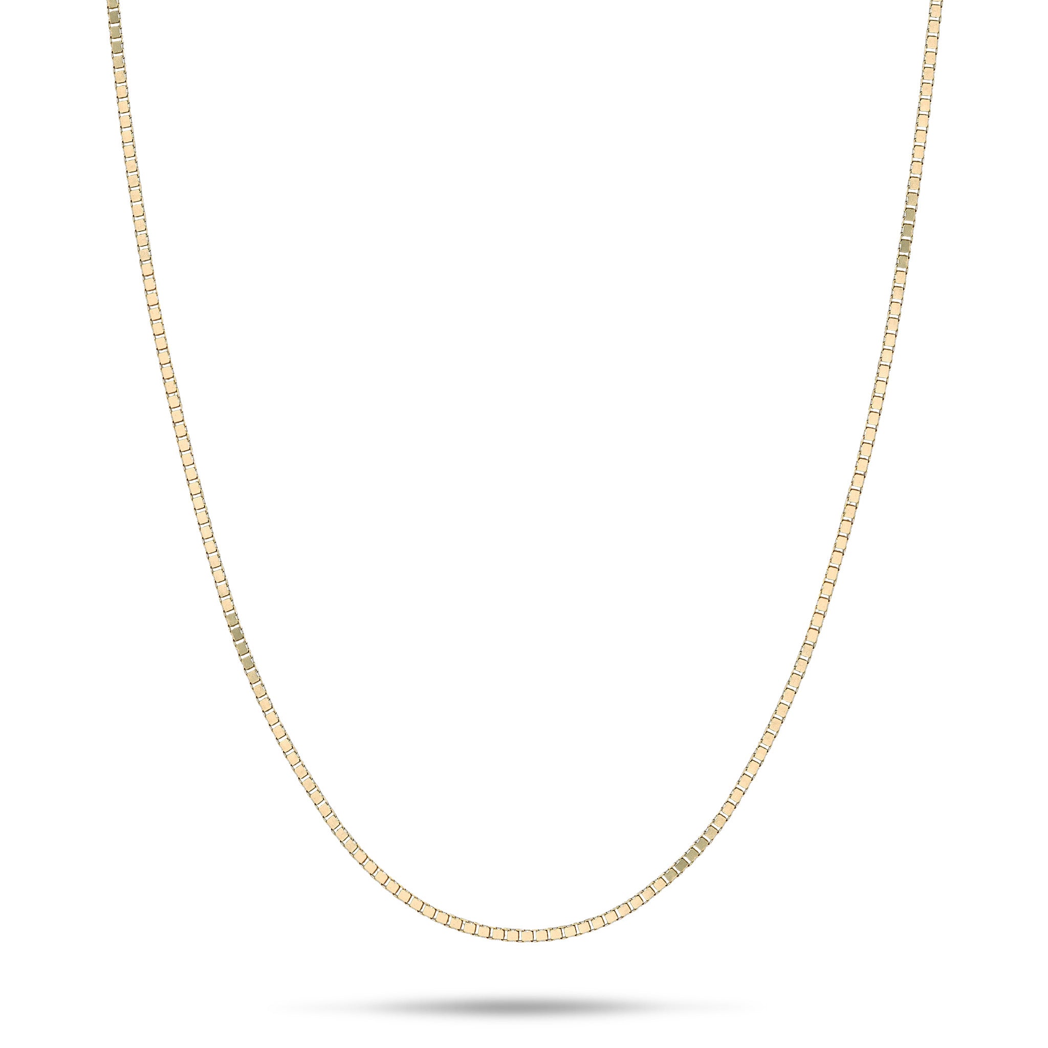 0.8mm Venetian Box Chain in Gold on white background