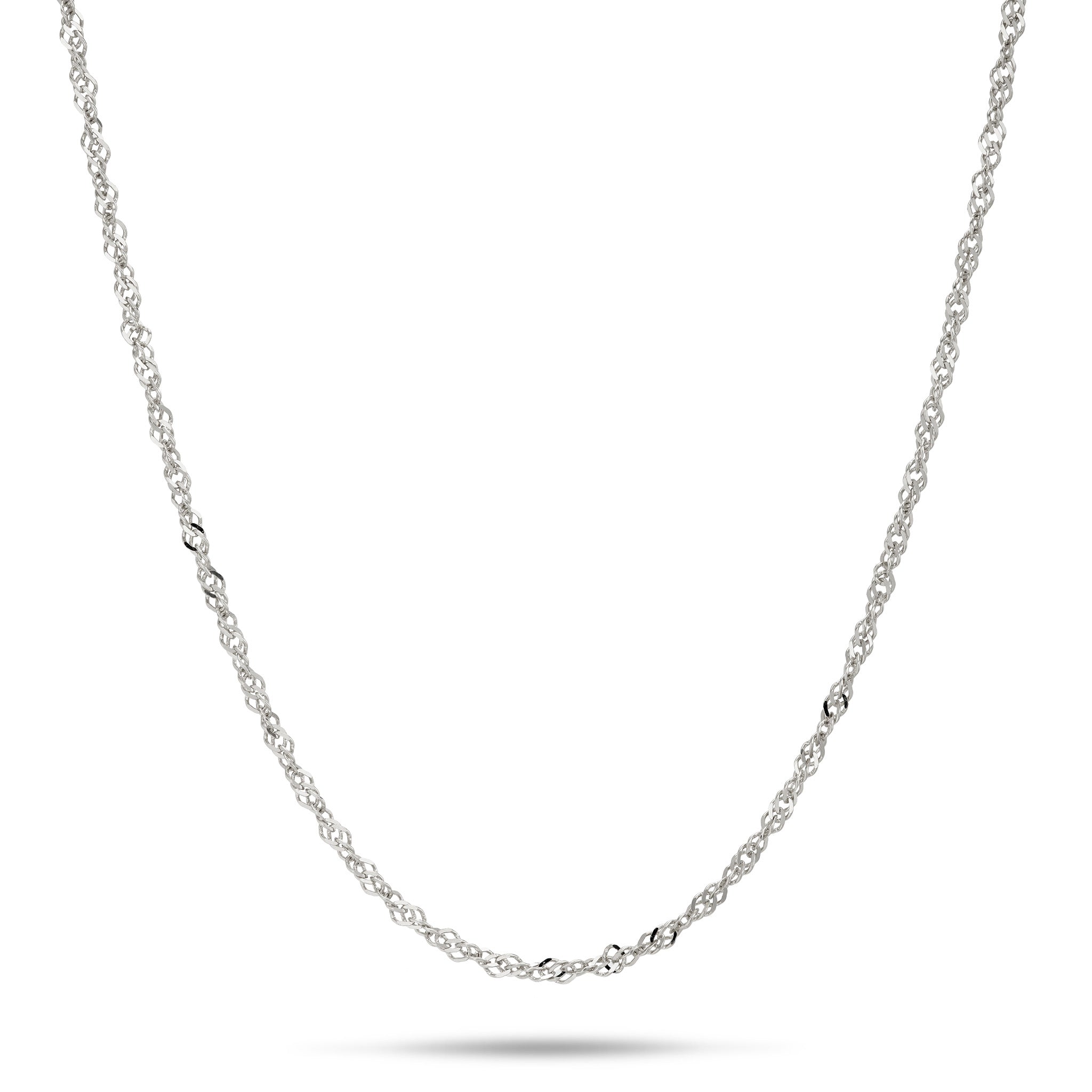 1.0mm Singapore Chain in White Gold on white background