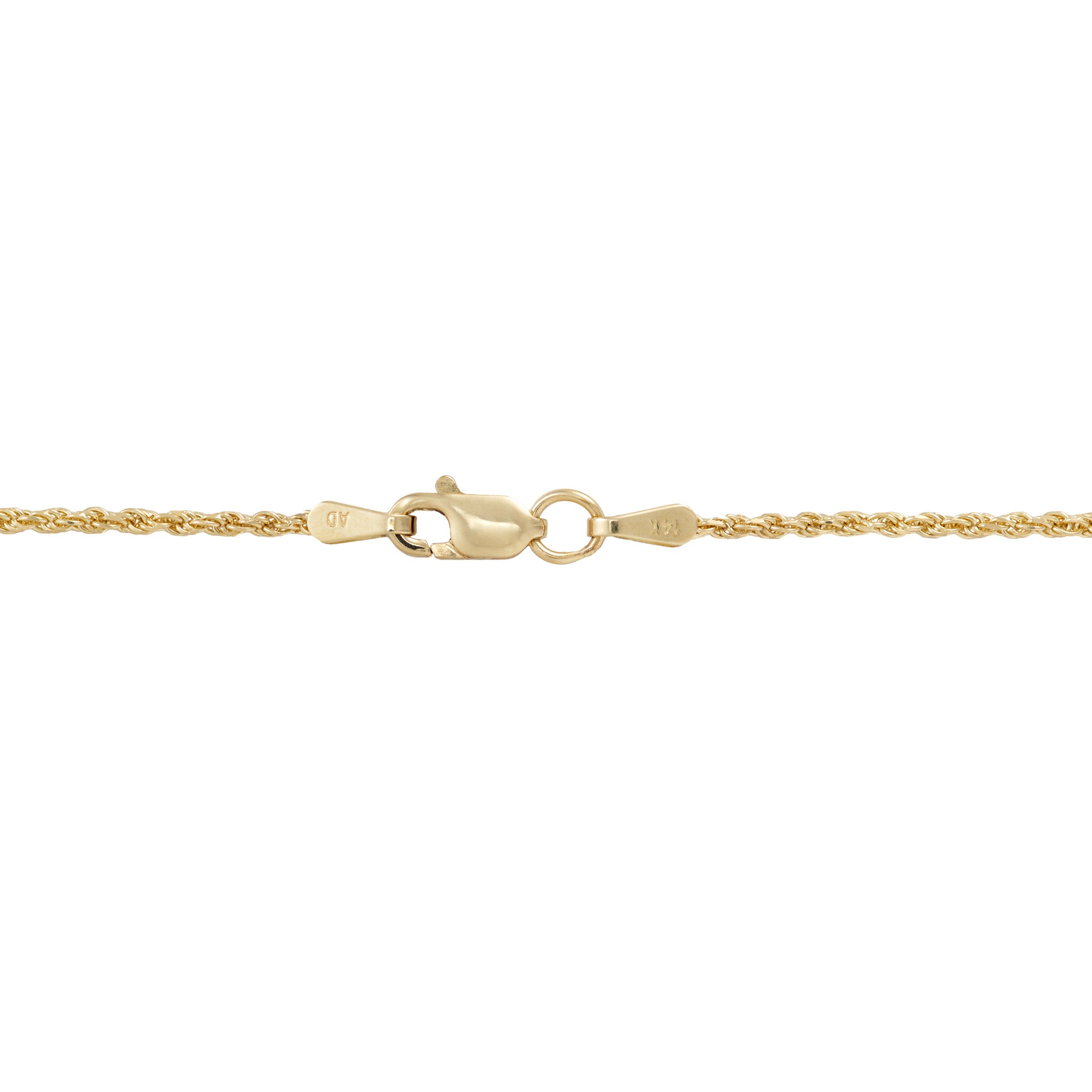 1.2mm Flex Rope Chain in Gold lobster clasp on white background