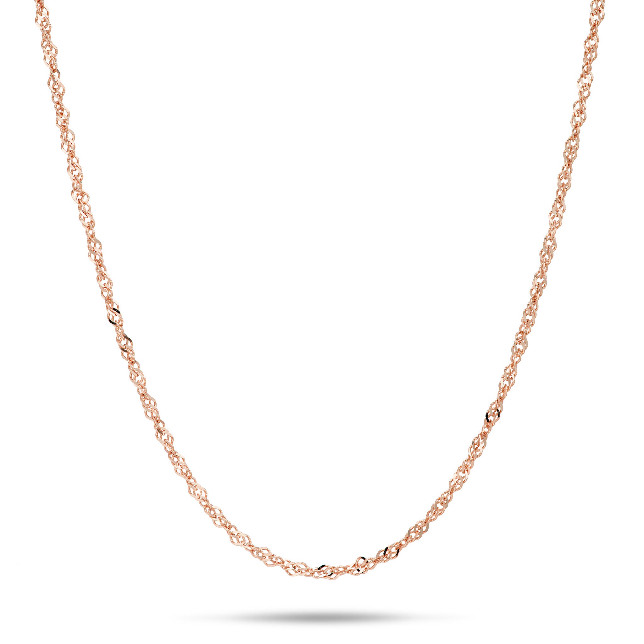 1.0mm Singapore Chain in Rose Gold on white background