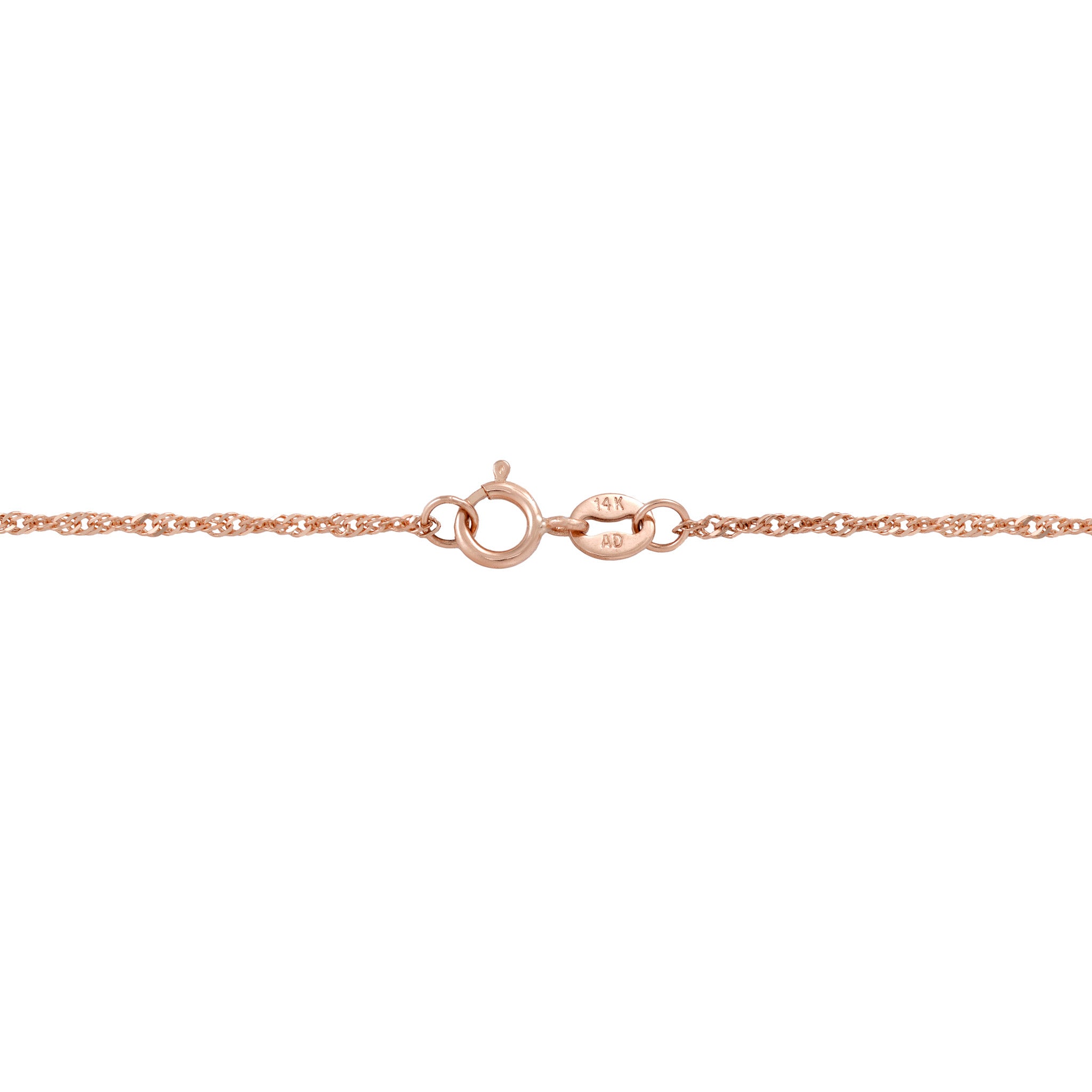 1.0mm Singapore Chain in Rose Gold O-ring on white background