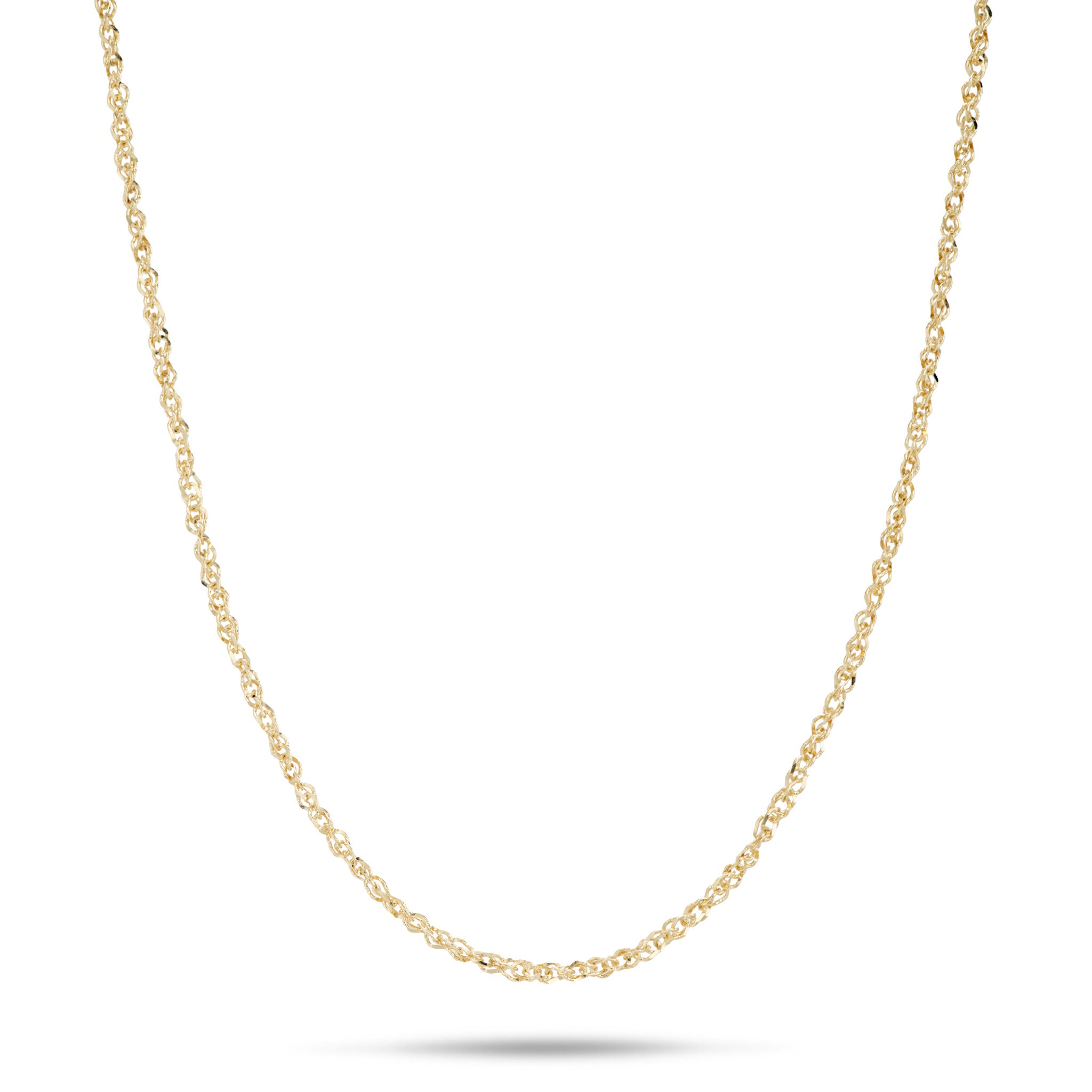 0.8mm Baby Rope Chain in Gold on white background
