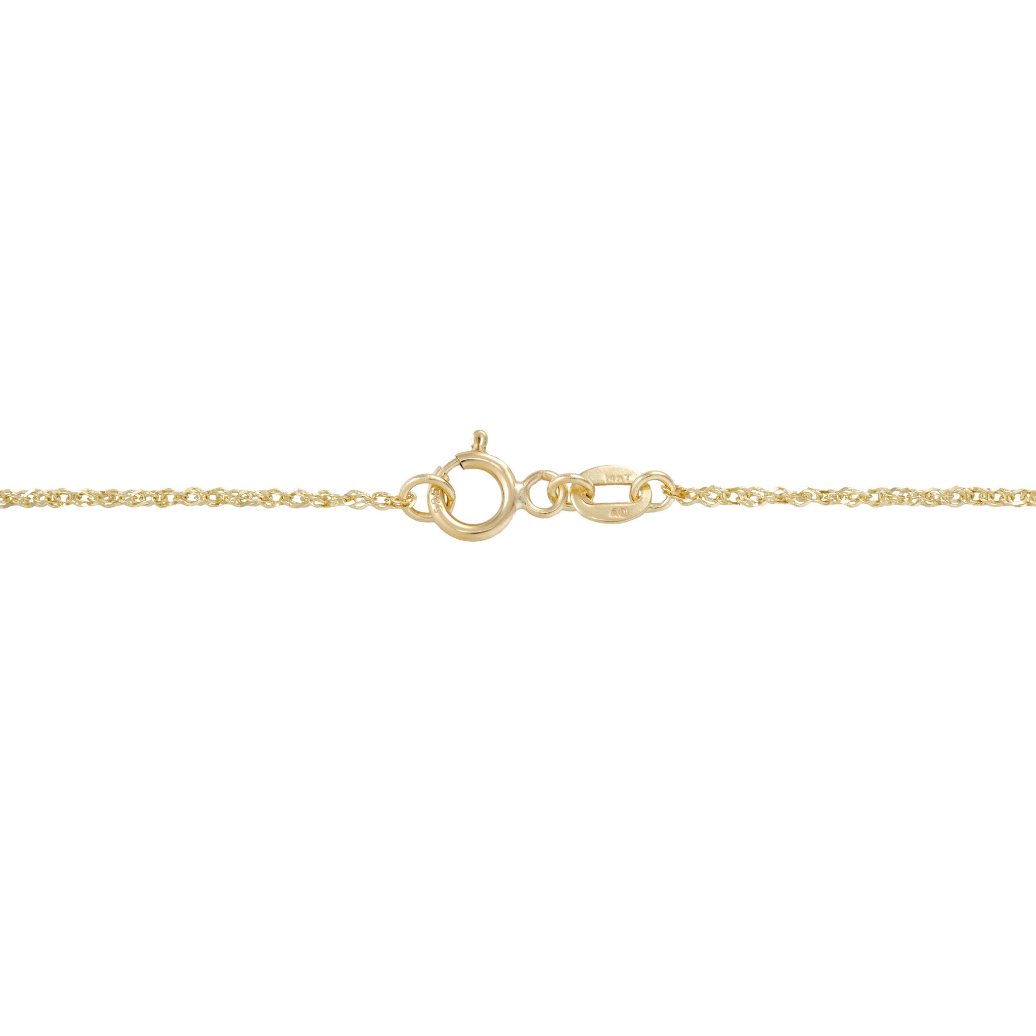 0.8mm Baby Rope Chain in Gold O-clasp on white background