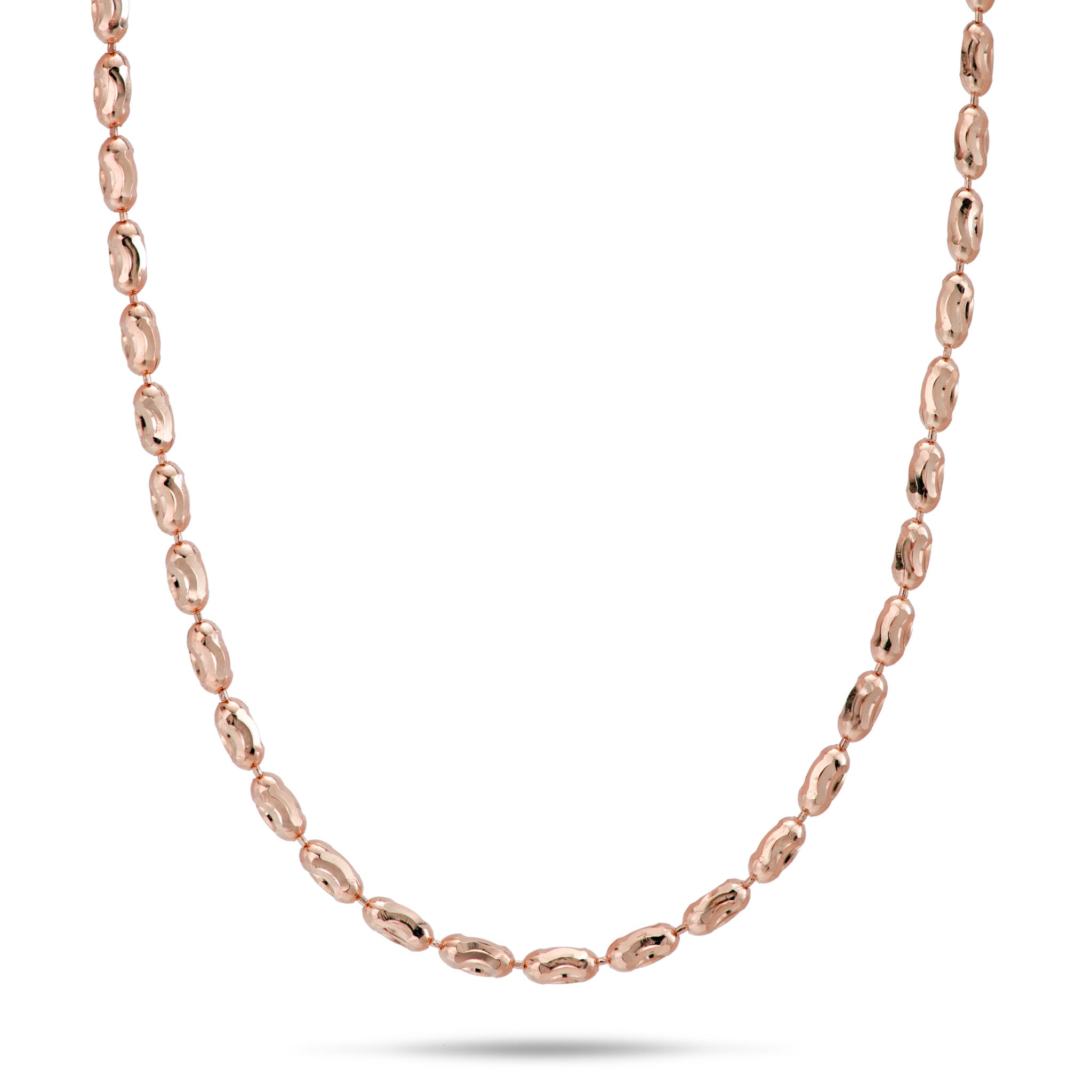 1.8mm Ovalina Chain in Rose Gold on a white background