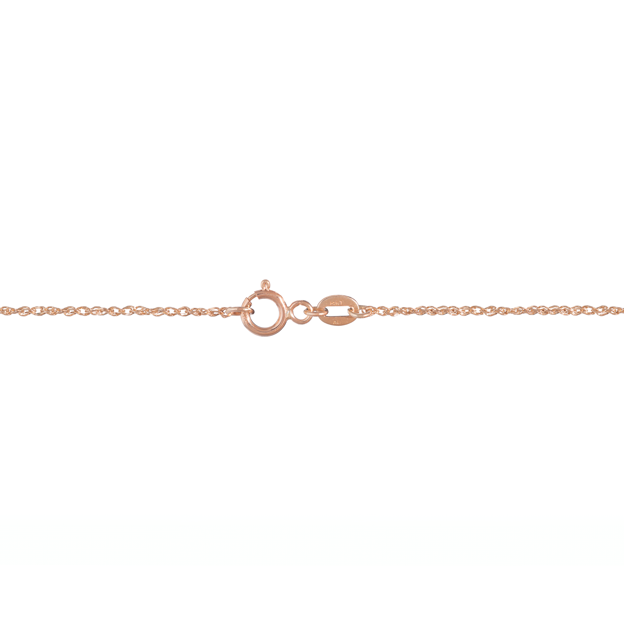 0.8mm Baby Rope Chain in Rose Gold O-clasp on a white background
