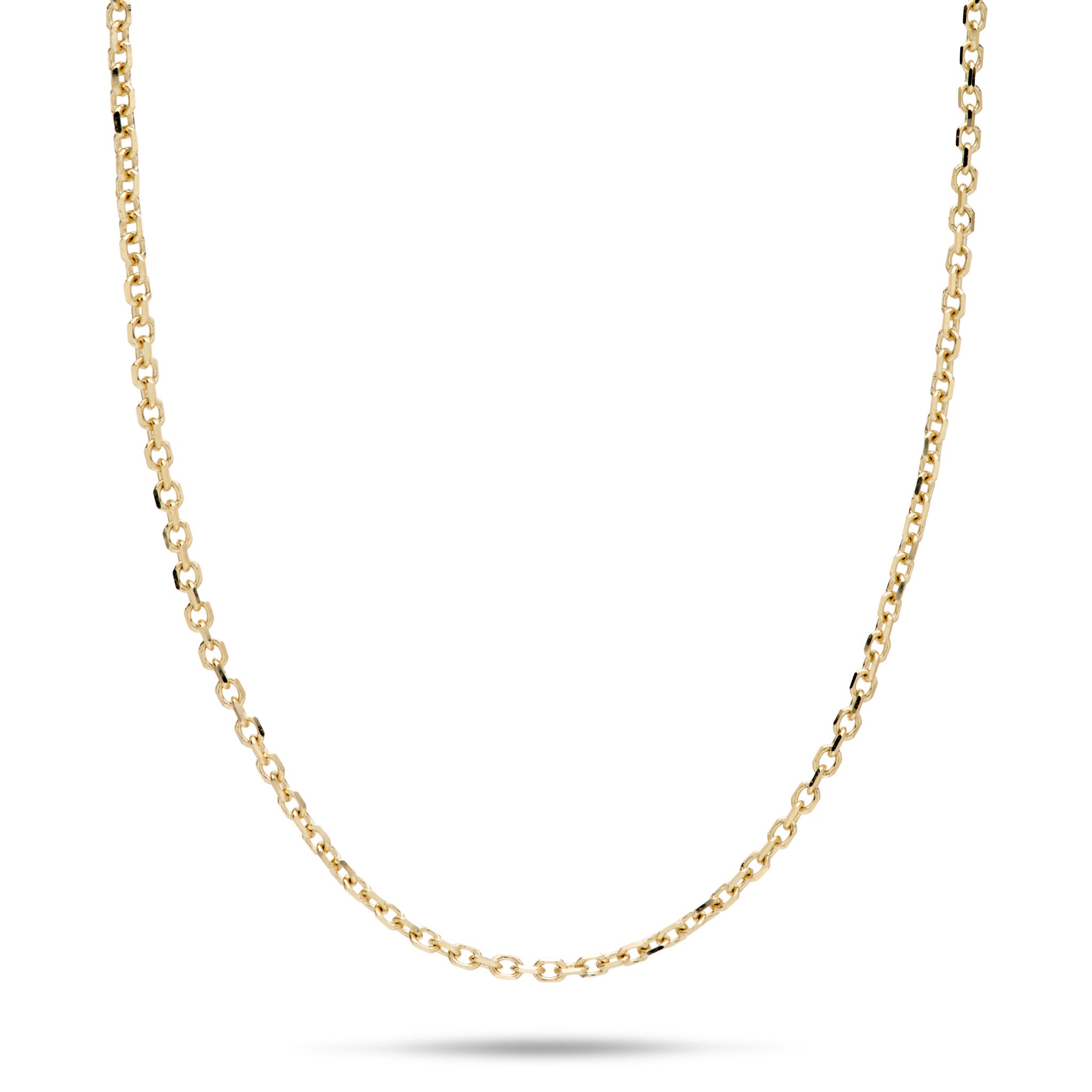 24" Adjustable 1.0mm Cable Chain in 14k Yellow Gold on white background