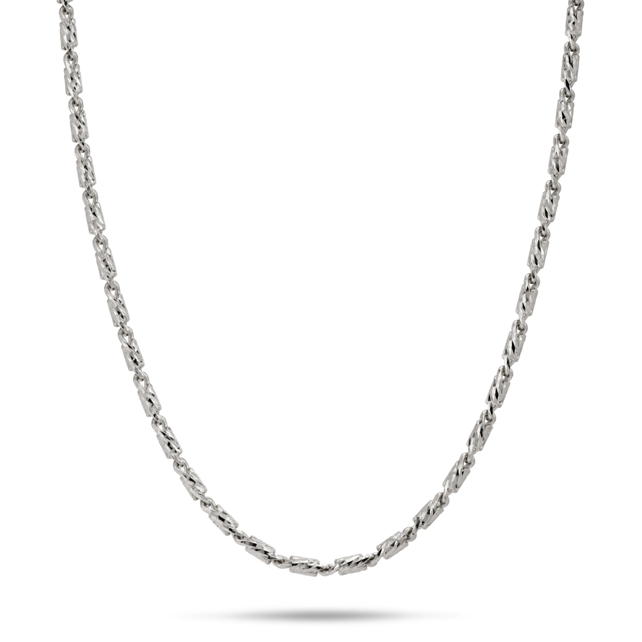 1.4mm Raso Chain in 14k White Gold on a white background
