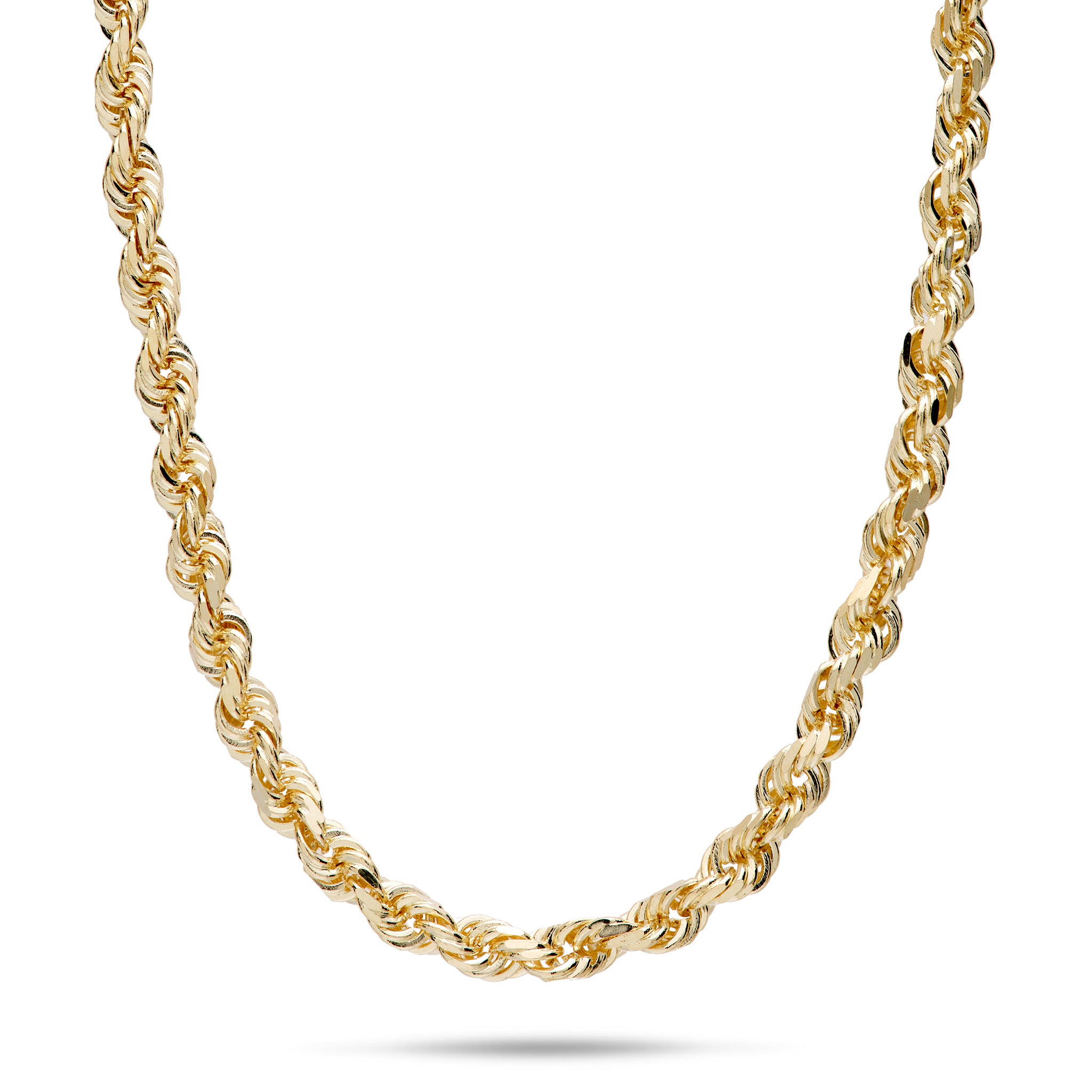 3mm Rope Chain in 14k Yellow Gold on a white background