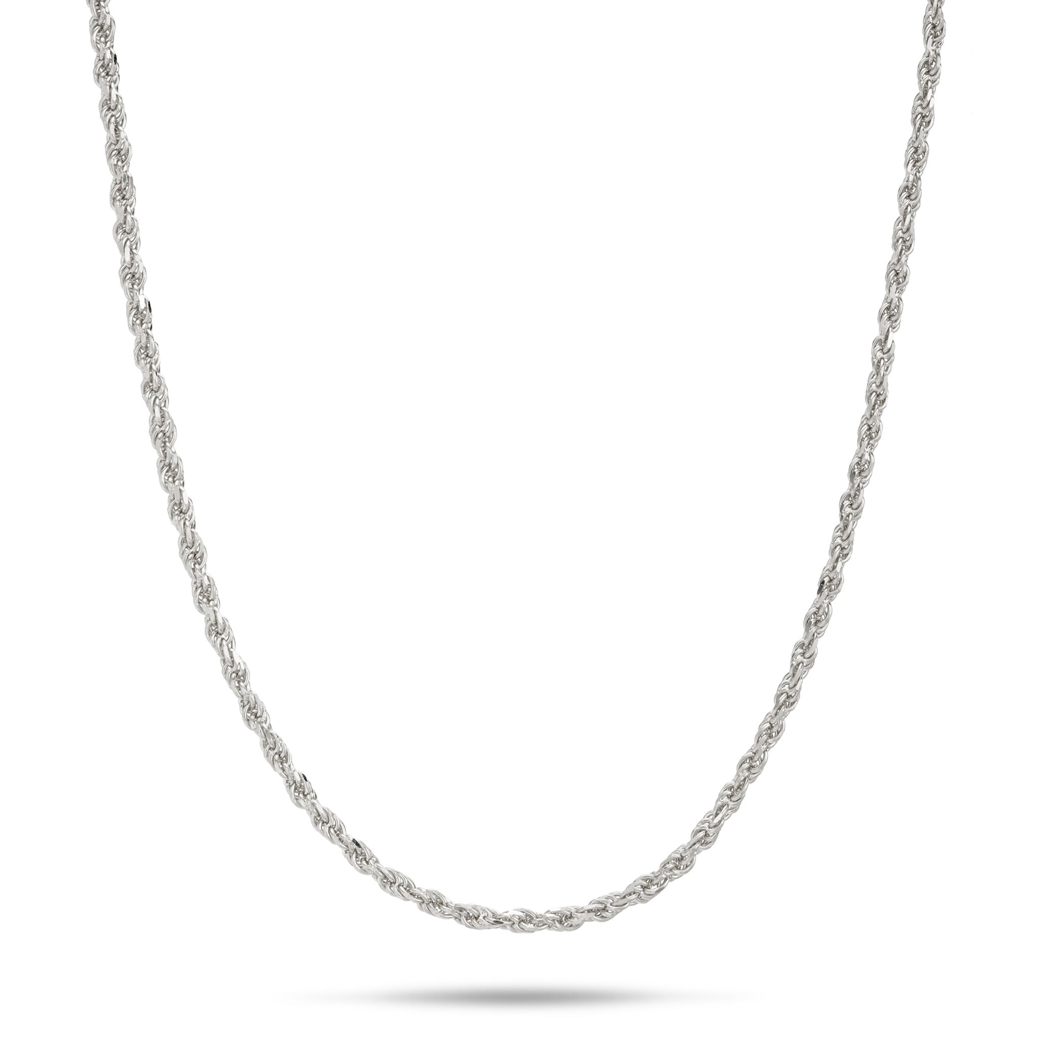1.2mm Flex Rope Chain in 14k White Gold on a white background
