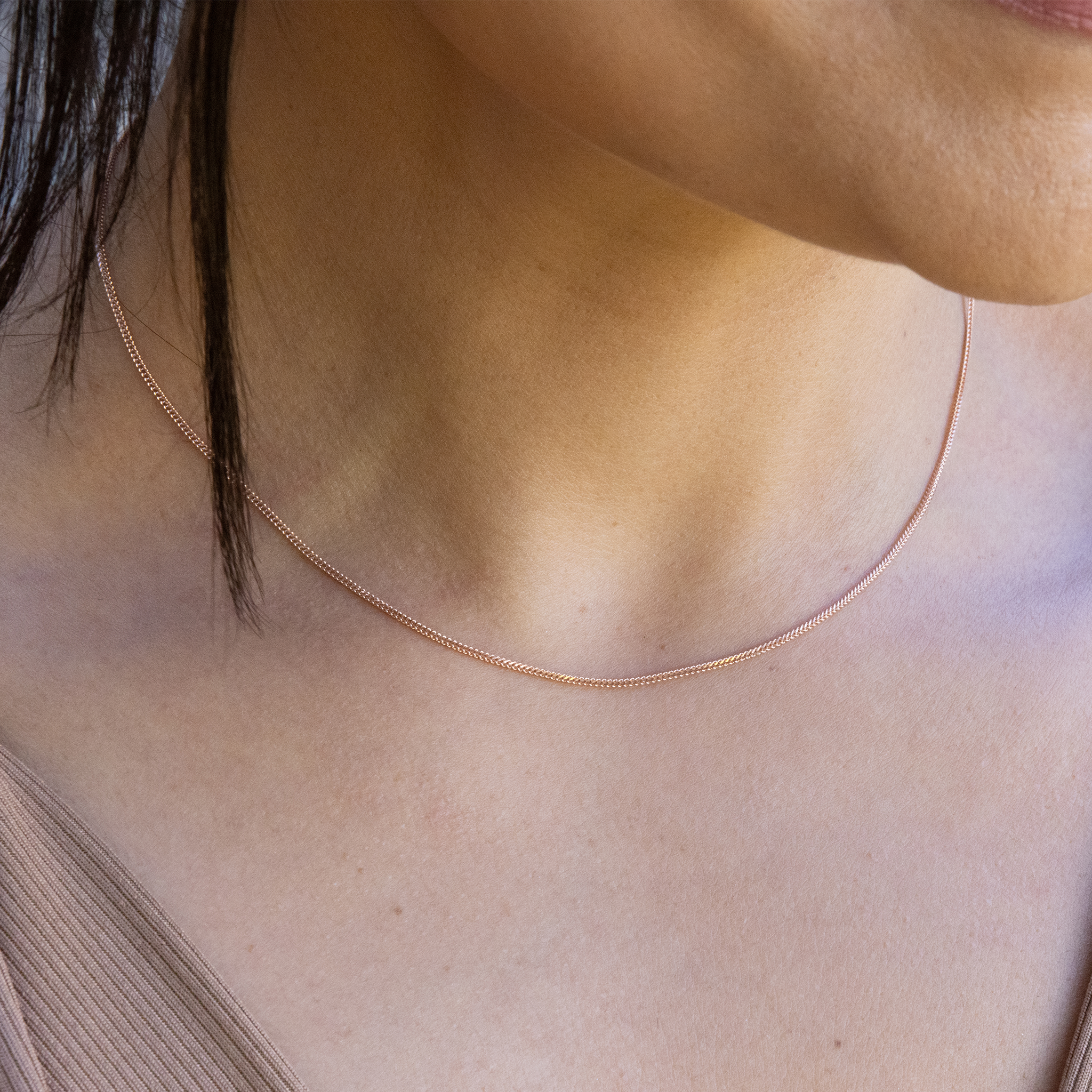 1,2 mm Singapur-Fuchsschwanzkette in Roségold
