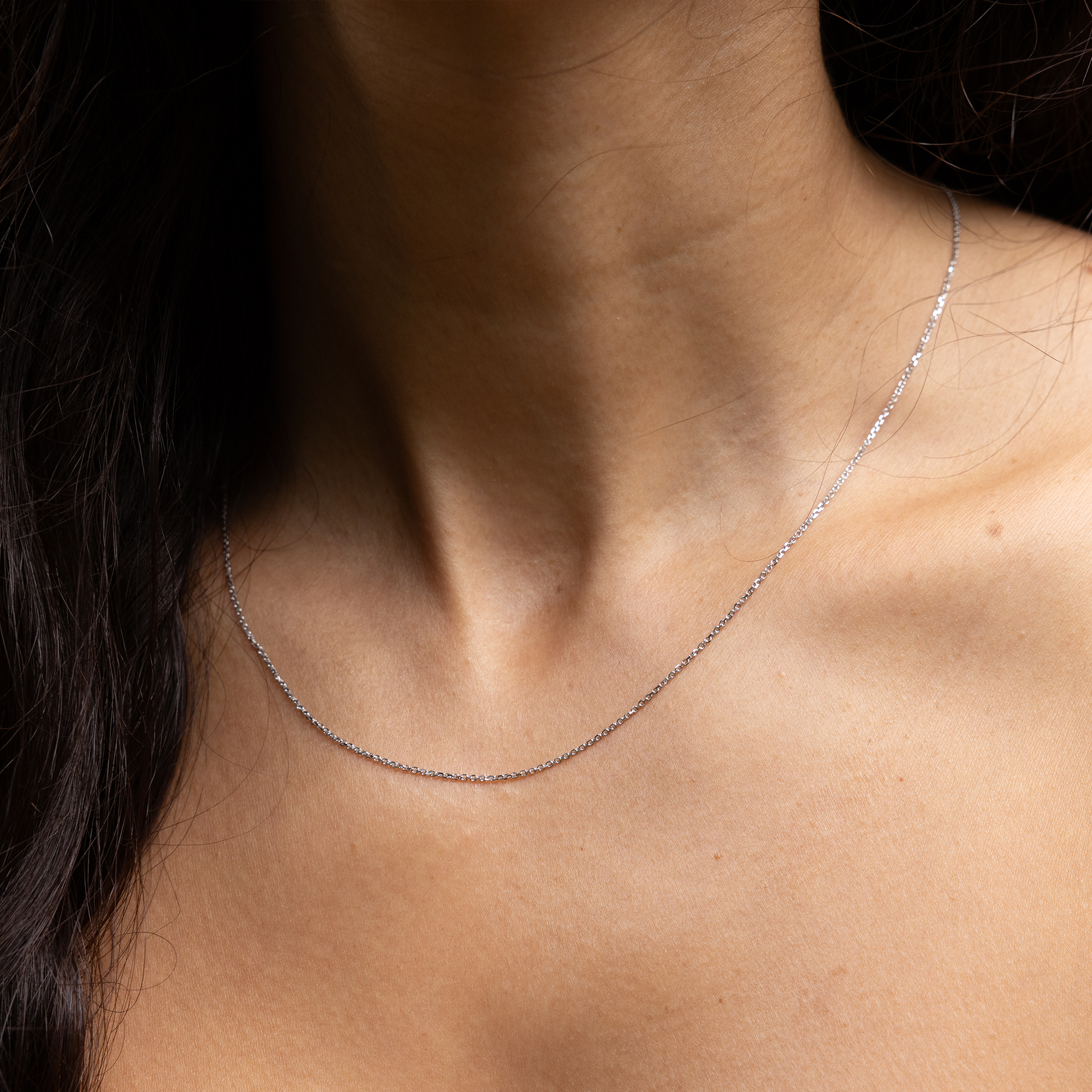 16-22" Adjustable 0.9mm Cable Chain in White Gold