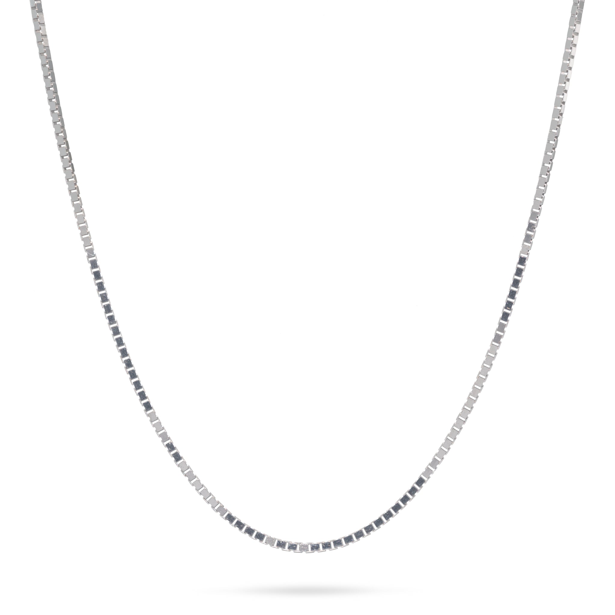22" Adjustable 0.85mm Box Chain in White Gold