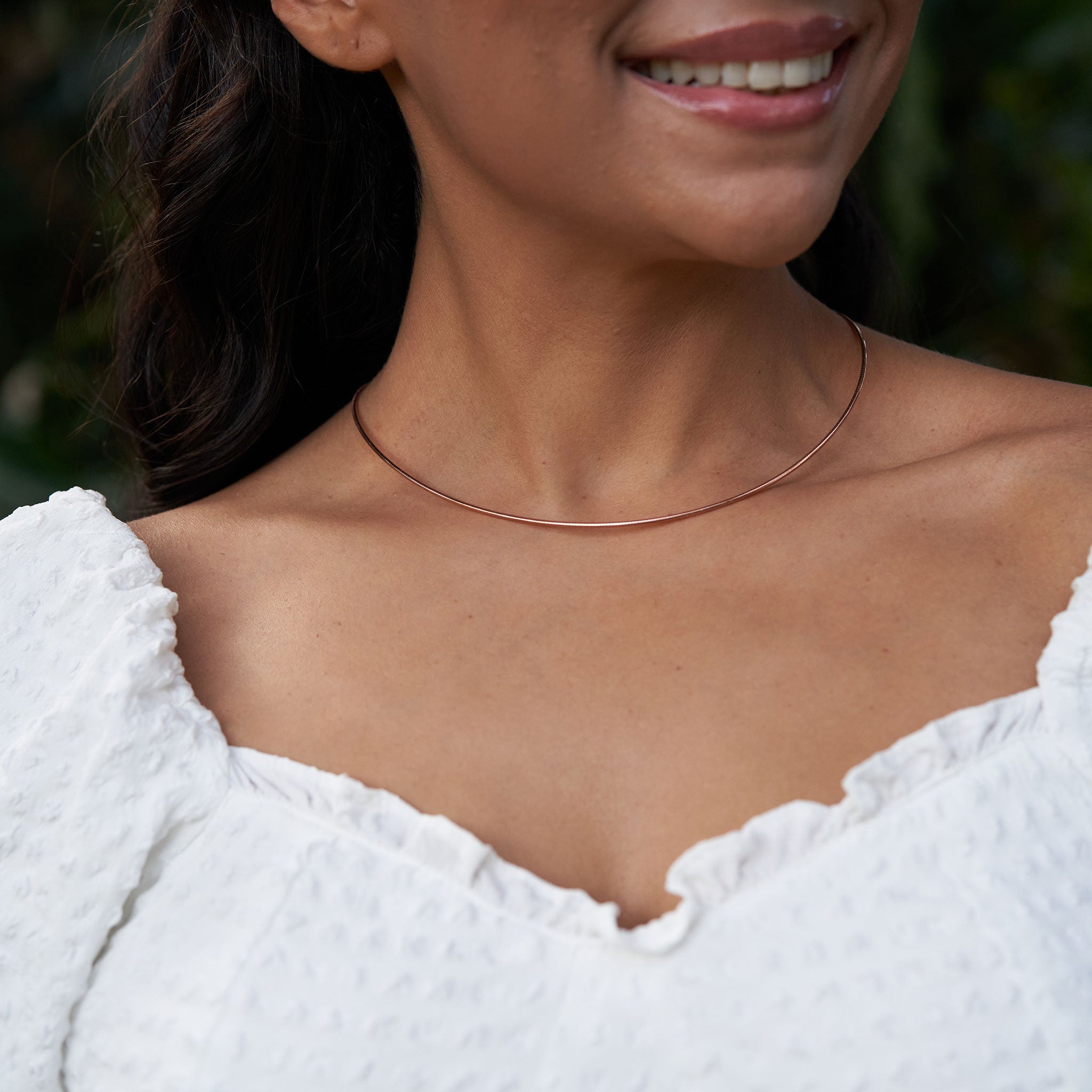 ローズゴールドの17 "1.5mmラウンドオメガチェーン