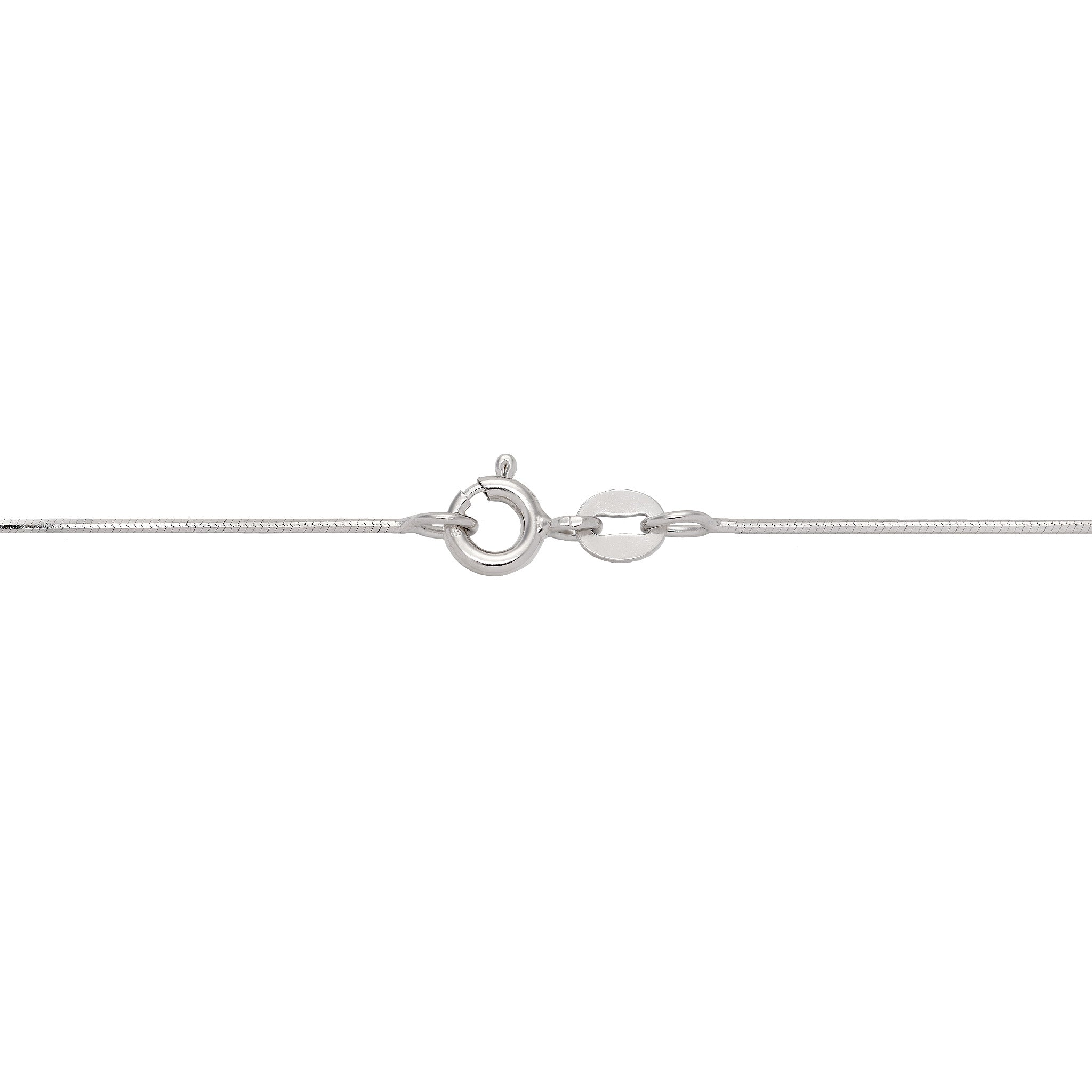 1.0mm Snake Chain in Sterling Silver with O-Ring Clasp on a white background