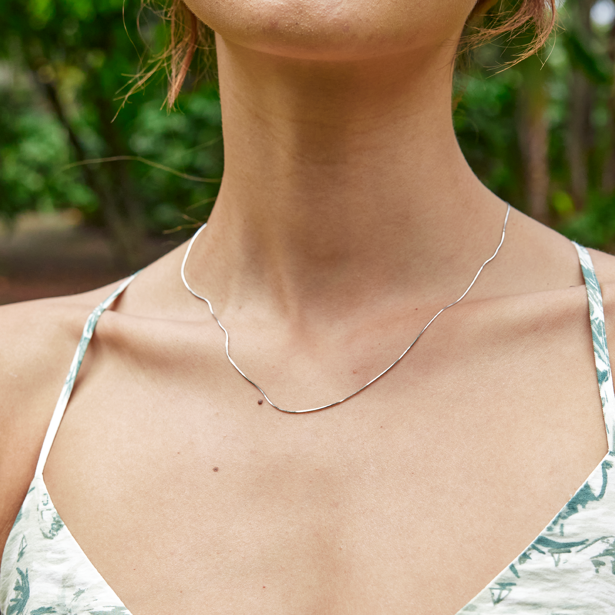 スターリングシルバーの1.0mmヘビチェーン