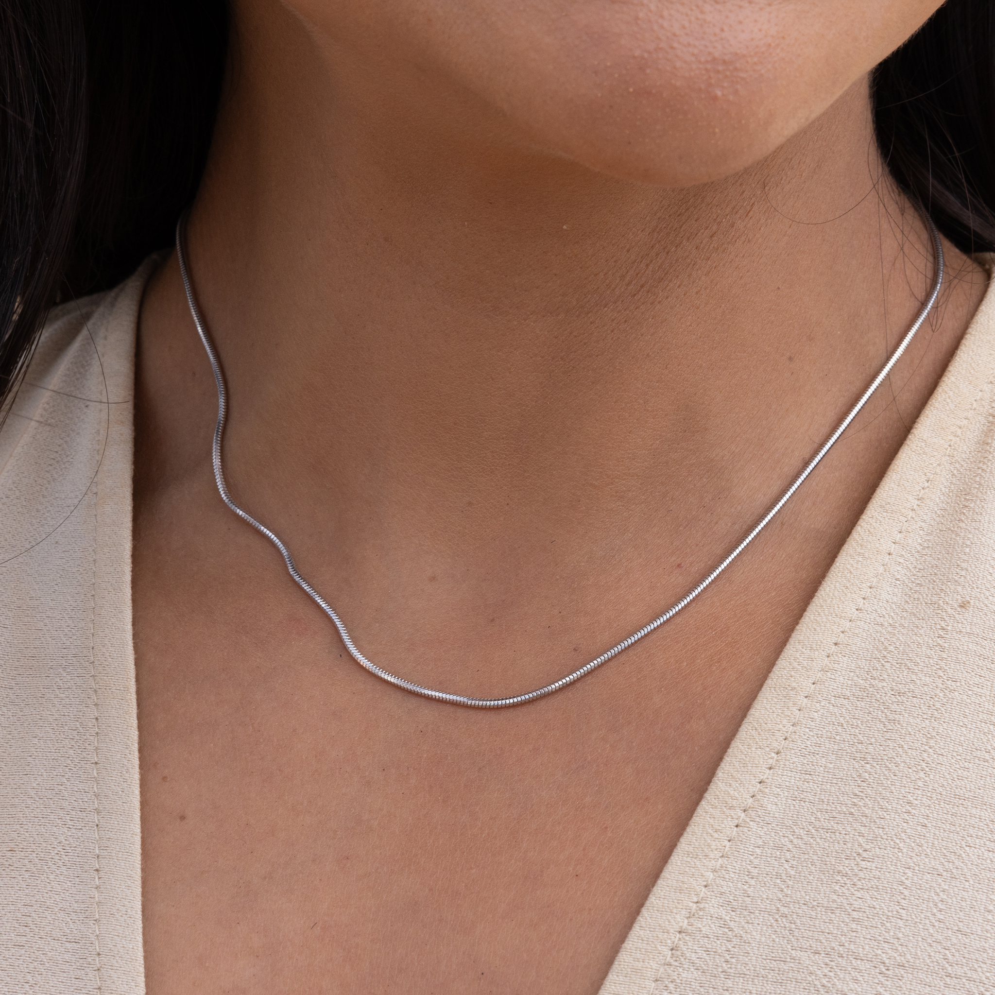 スターリングシルバーの1.4mmヘビチェーン