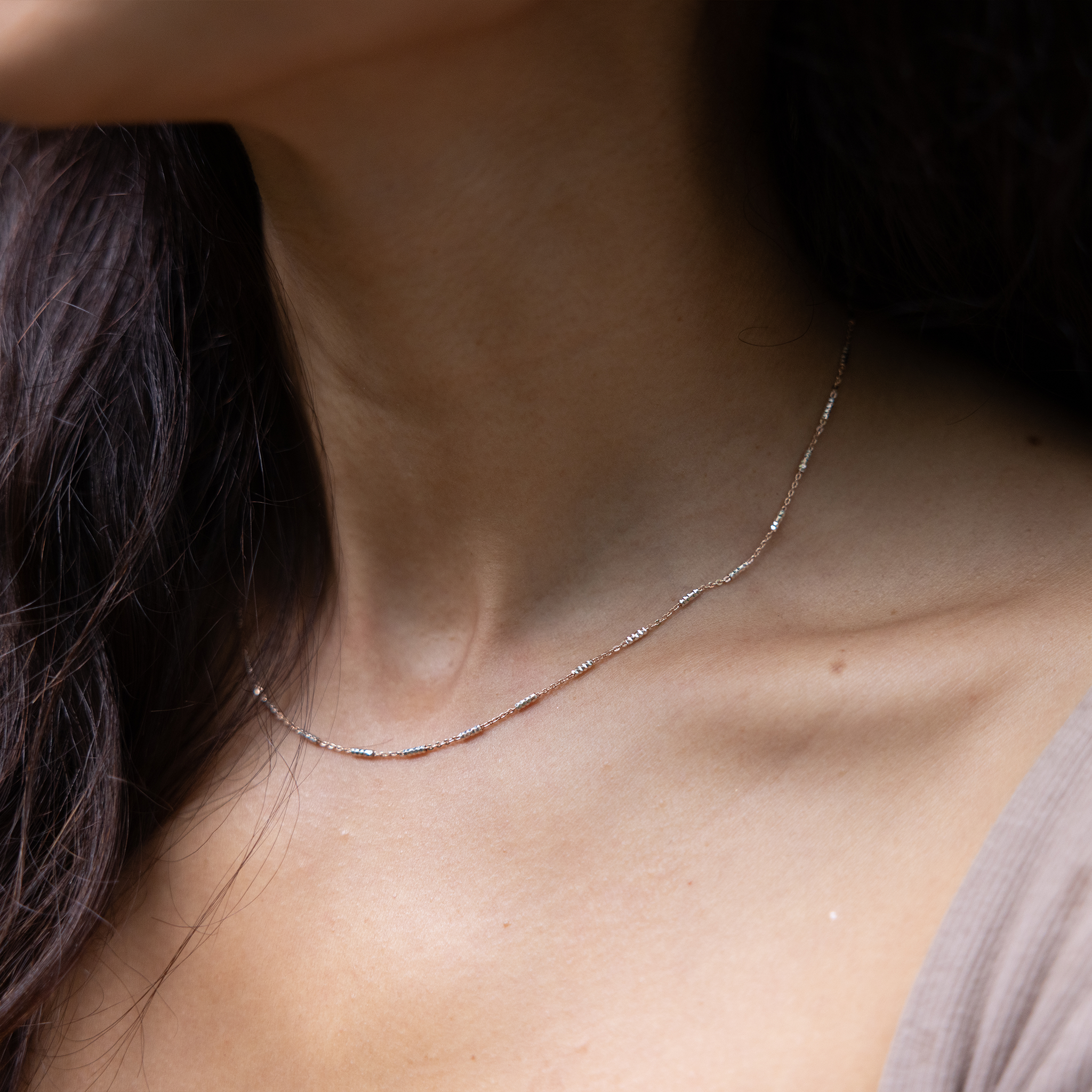 1.0mm Tube Chain in Two Tone Sterling Silver