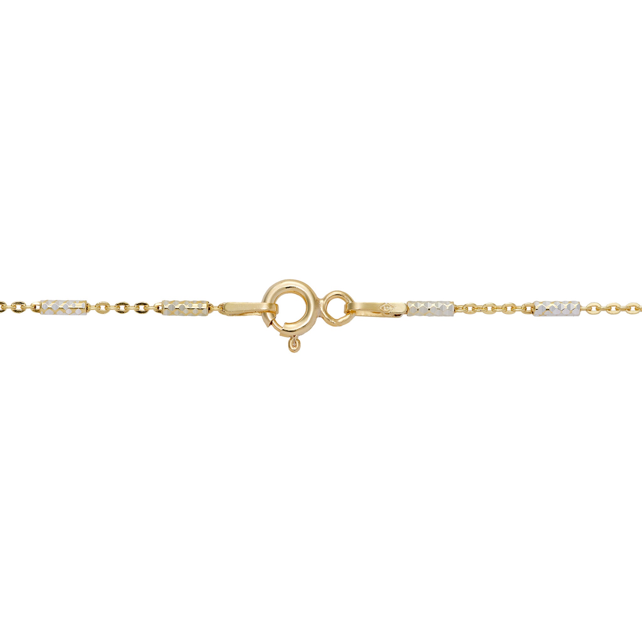 1.0mm Tube Chain in Yellow Gold and Sterling Silver with O-Ring Clasp on a white background