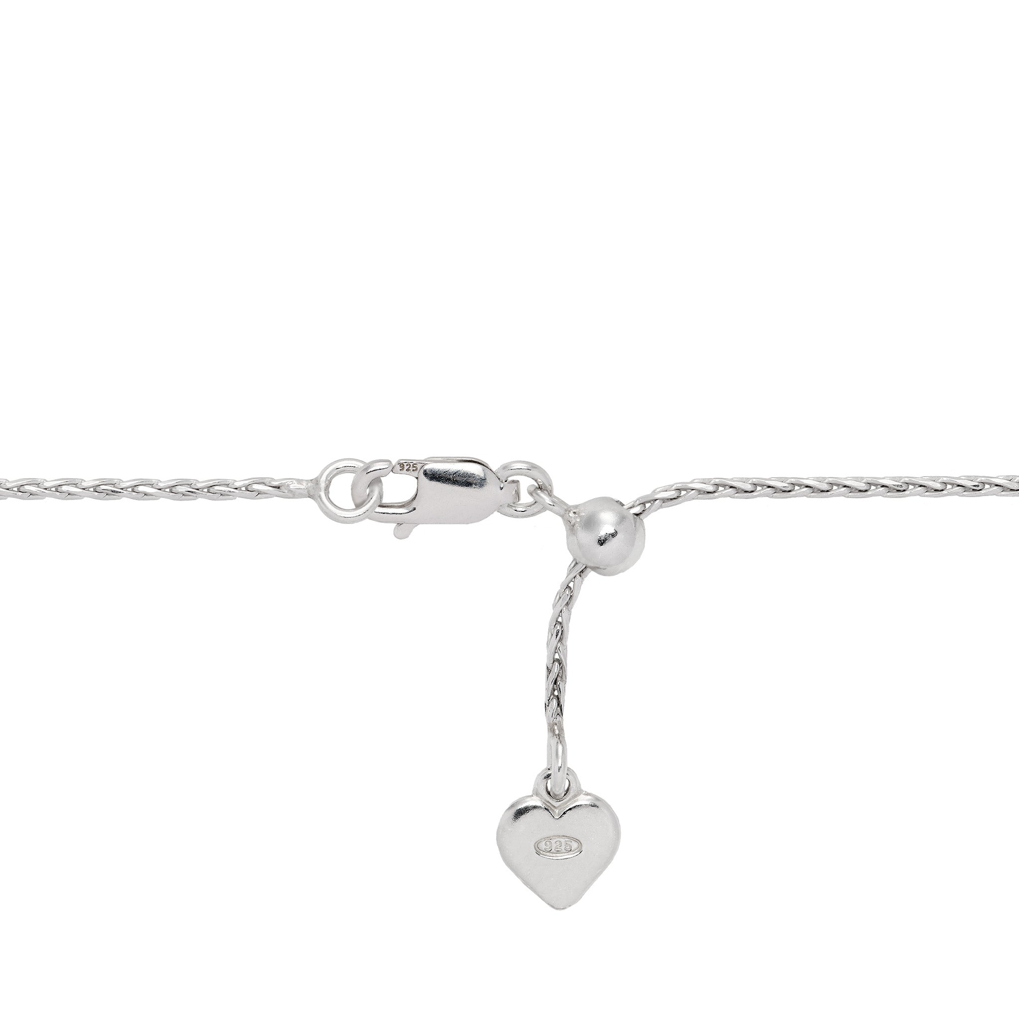 1.0mm Espiga Chain in Sterling Silver with Lobster Claw Clasp and Adjustable Ball Mechanism on a white background