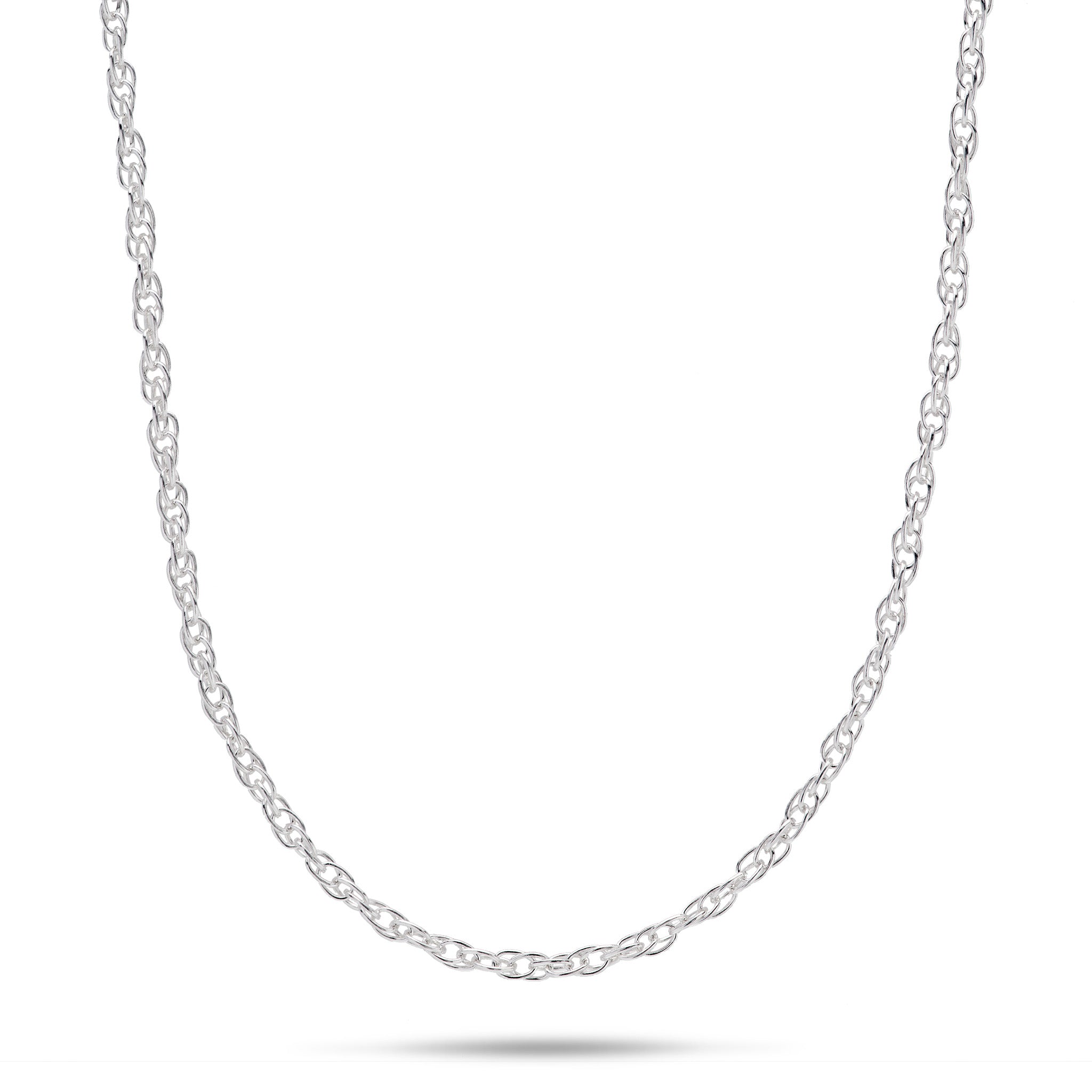 1.5mm Double Rope Chain in Sterling Silver on a white background