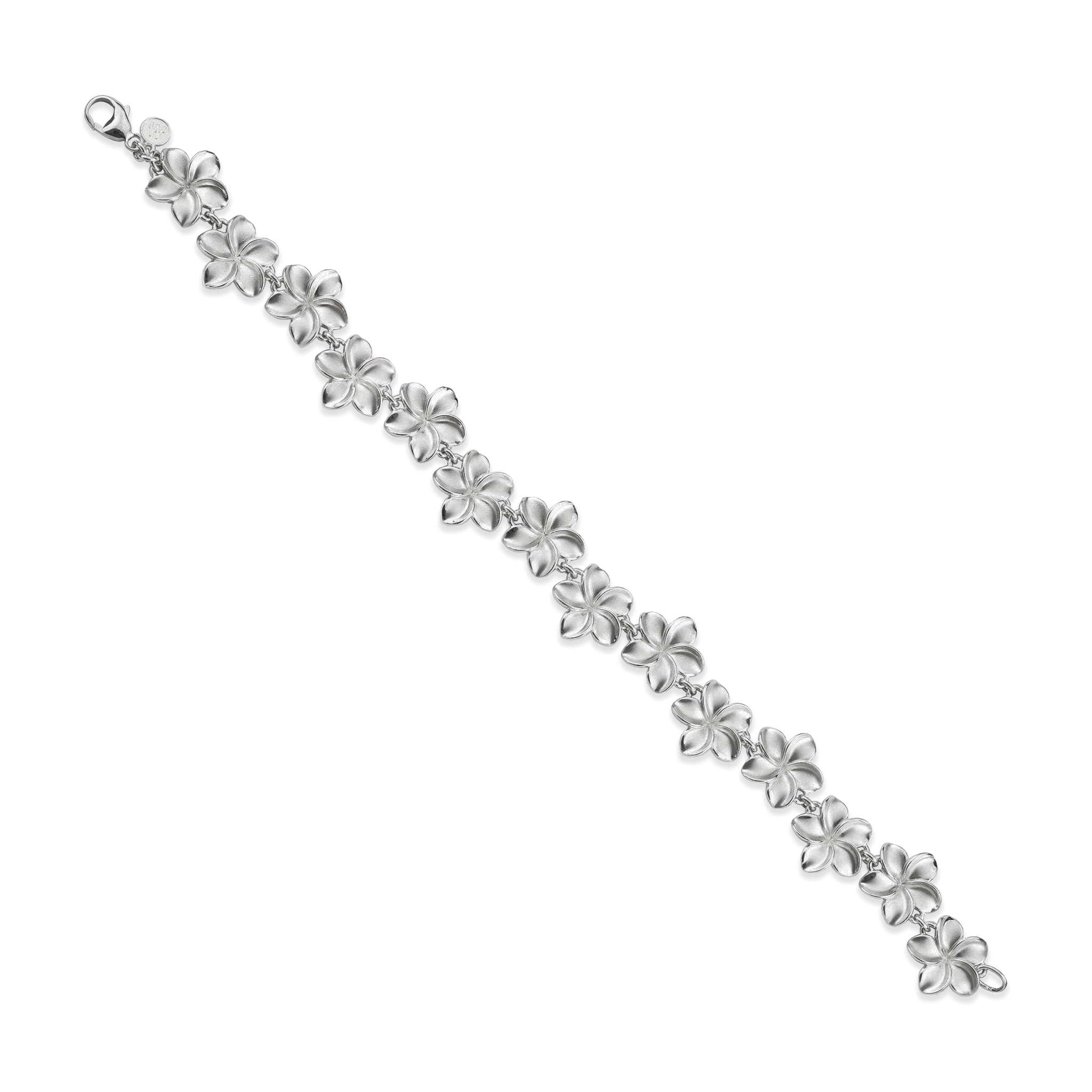 7.75-8 "スターリングシルバーのプルメリアブレスレット-13mm